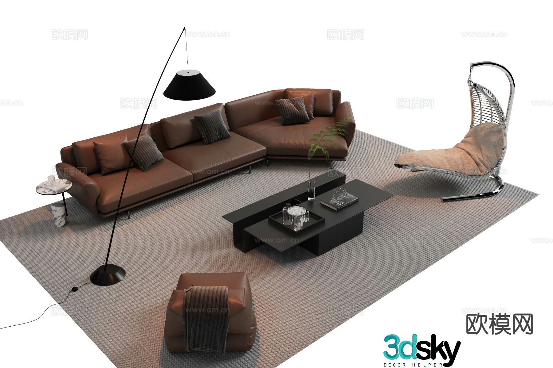 Italian sectional sofa 3d model