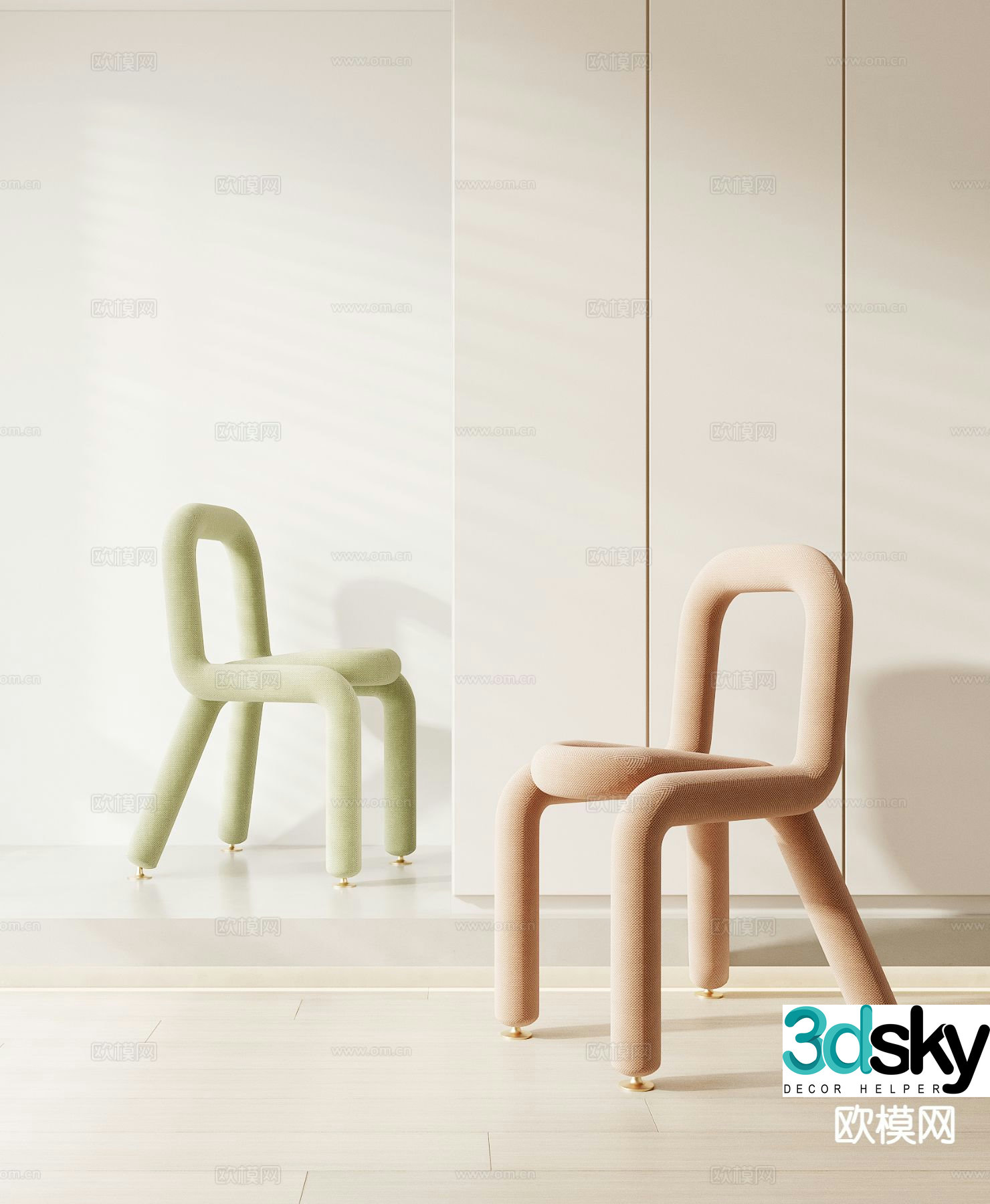 Modern chair dining chair single chair 3d model
