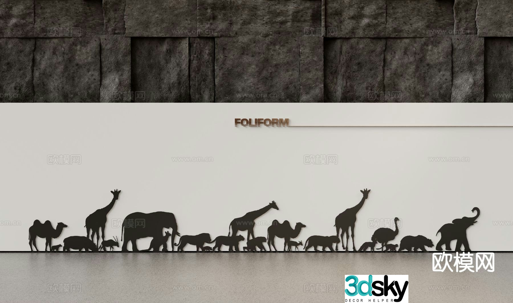 Modern animal silhouette 3d model