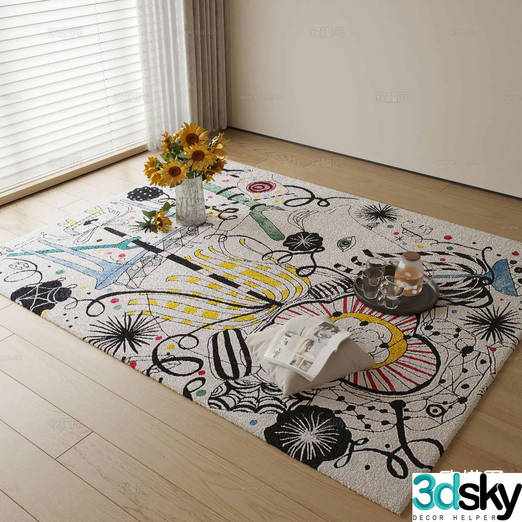 Modern graffiti pattern carpet 3d model