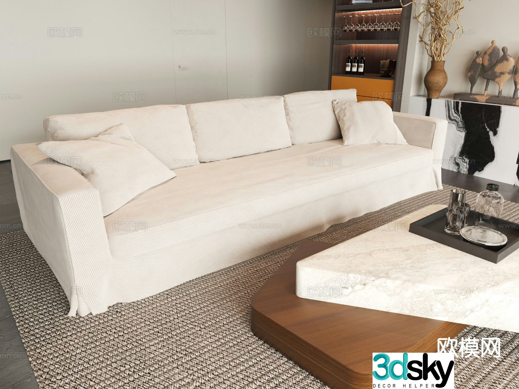 Medieval style modular sofa 3D model