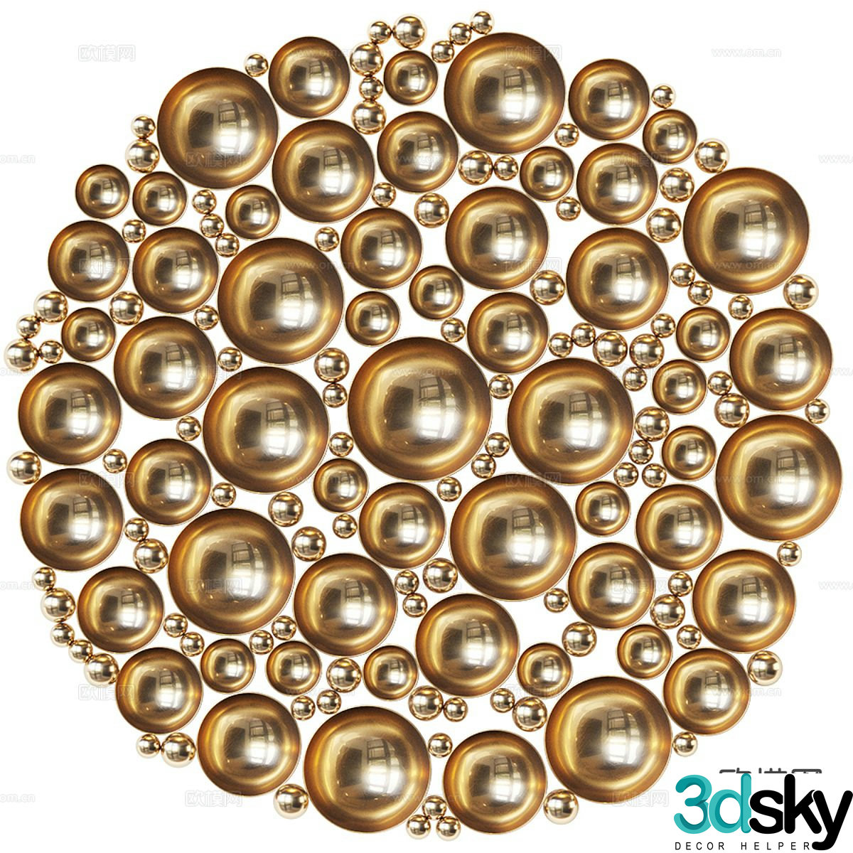 Light luxury round hanging metal wall decoration 3D model