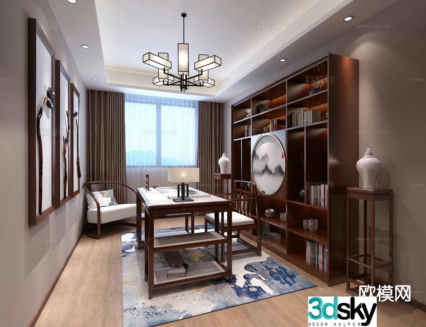 Chinese study room 3d model