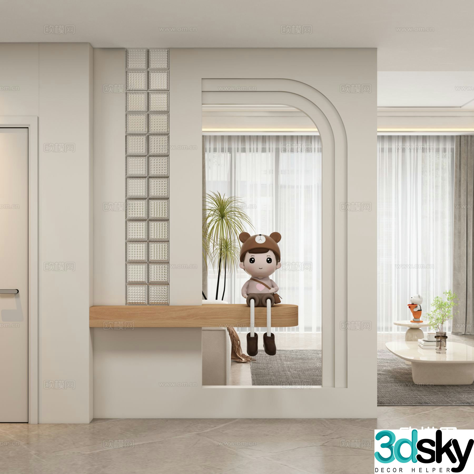Cream style entrance hall entrance hall aisle 3D model