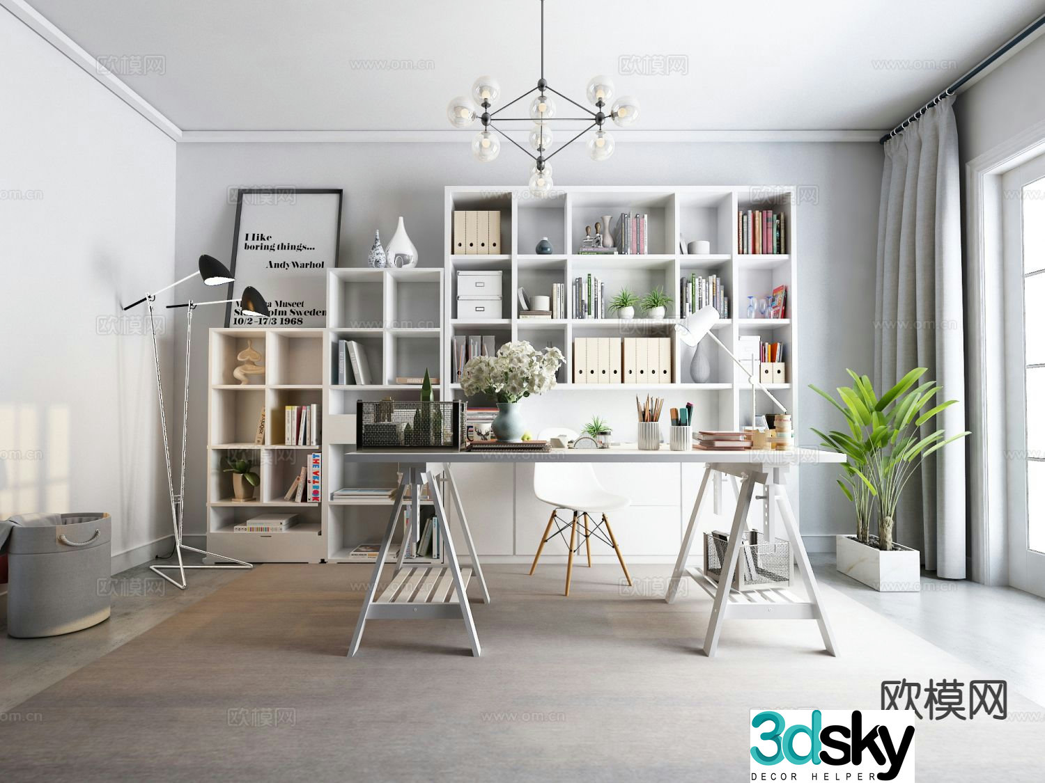 Modern home study 3d model