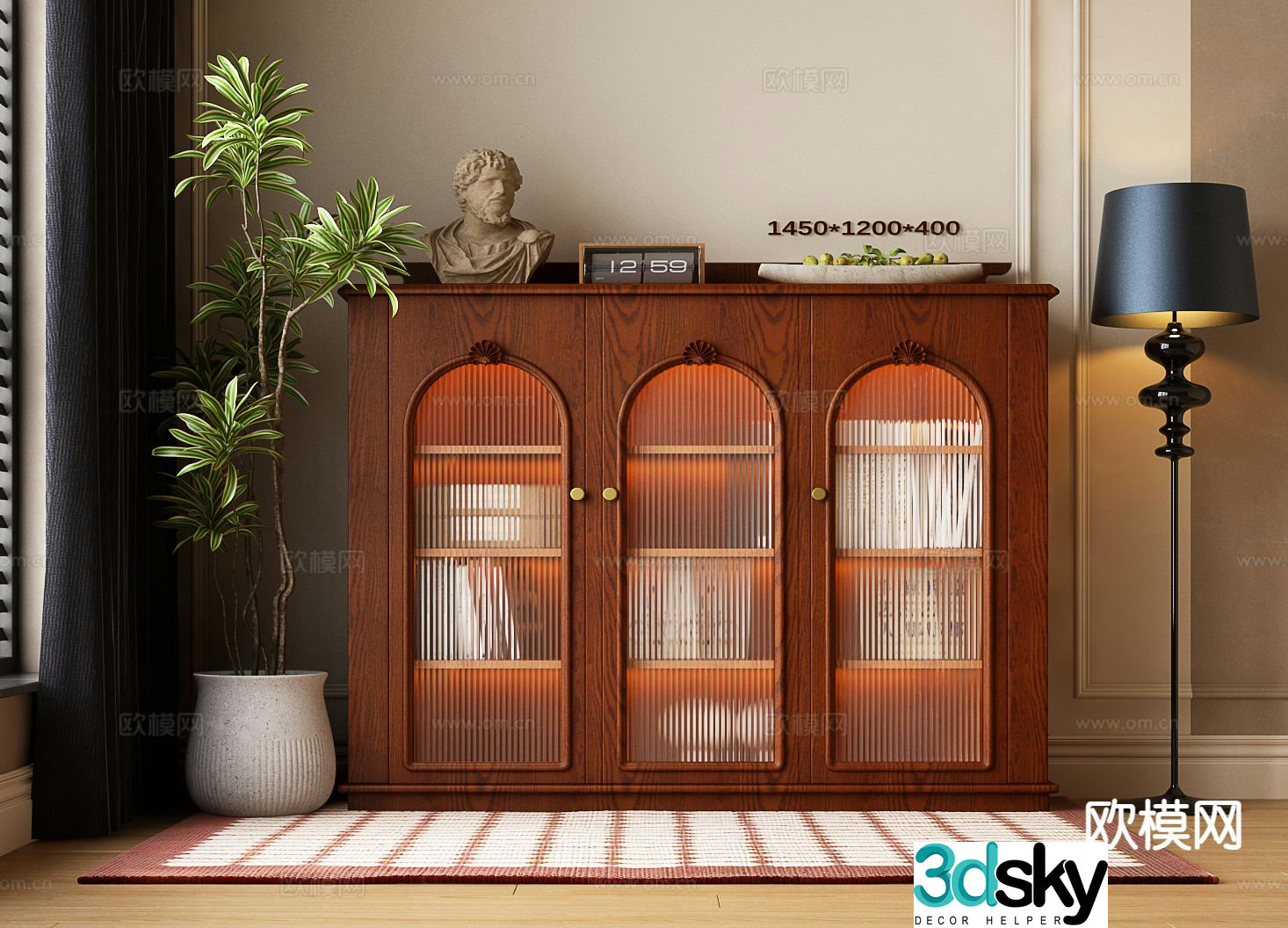 American bookcase low cabinet 3d model
