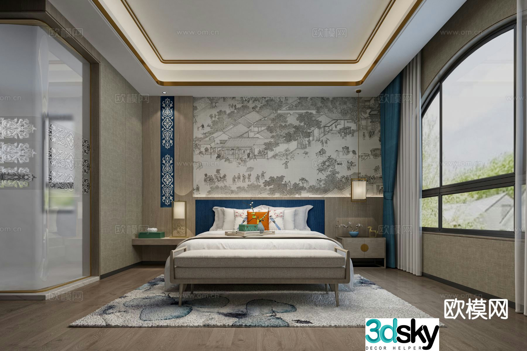 New middle generation bedroom master bedroom master bathroom 3d model
