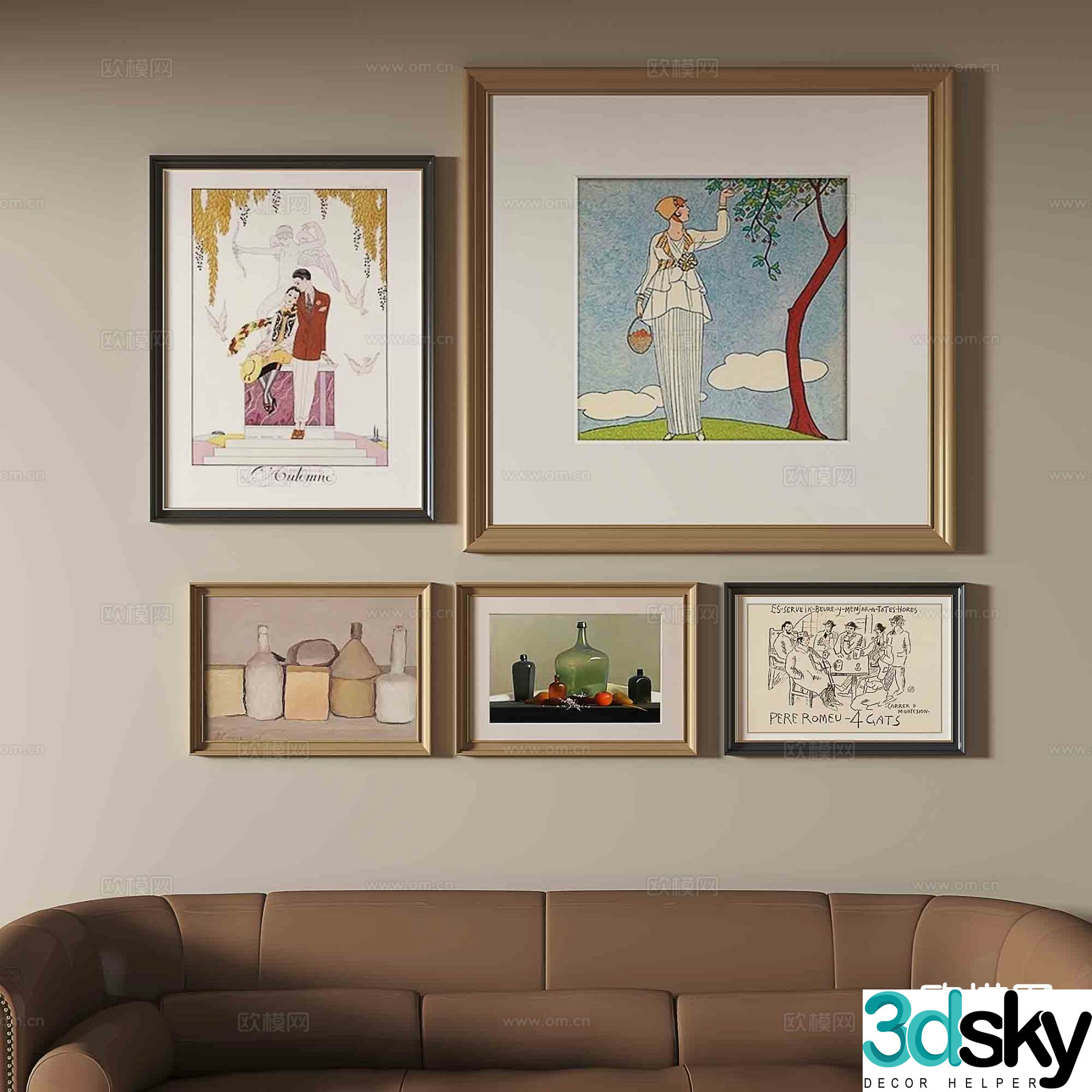 French figure painting abstract painting decorative painting 3d model