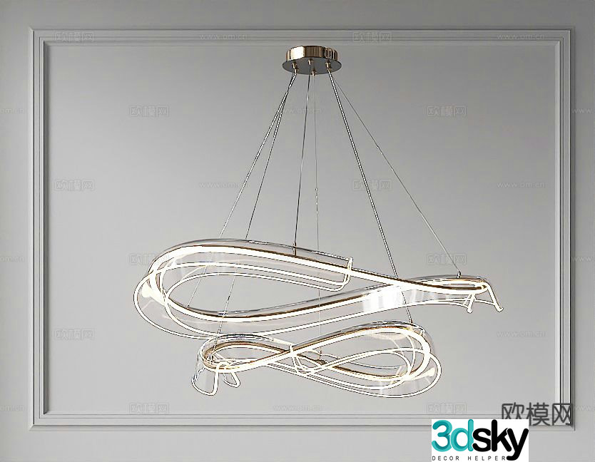 Modern glass chandelier living room chandelier dining room chandelier 3d model