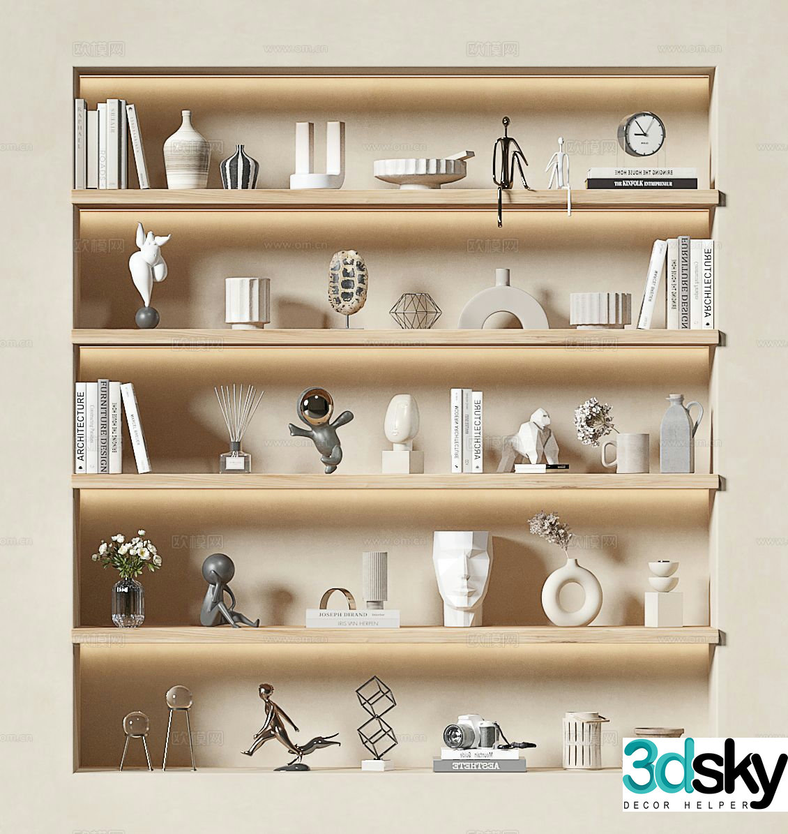 Modern decorations ornaments books sculptures aromatherapy 3d model
