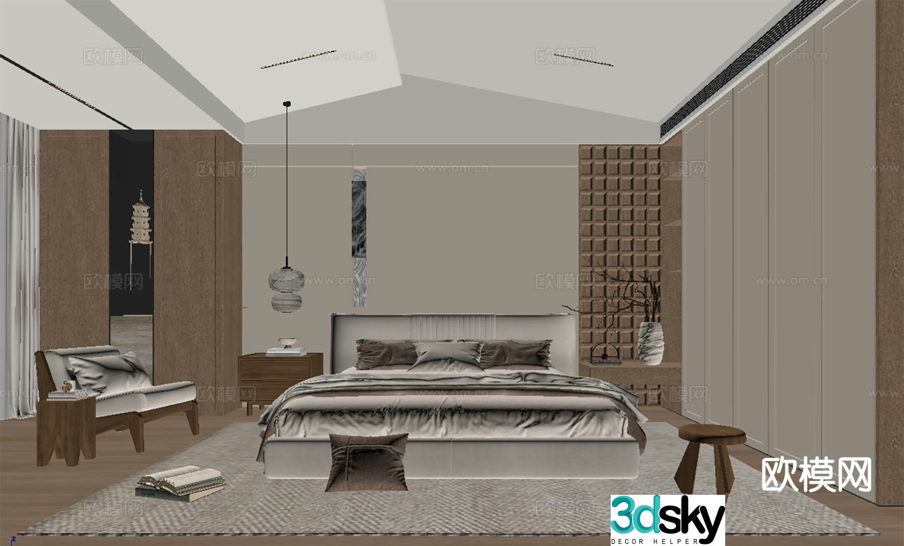 Medieval style bedroom master bedroom 3d model