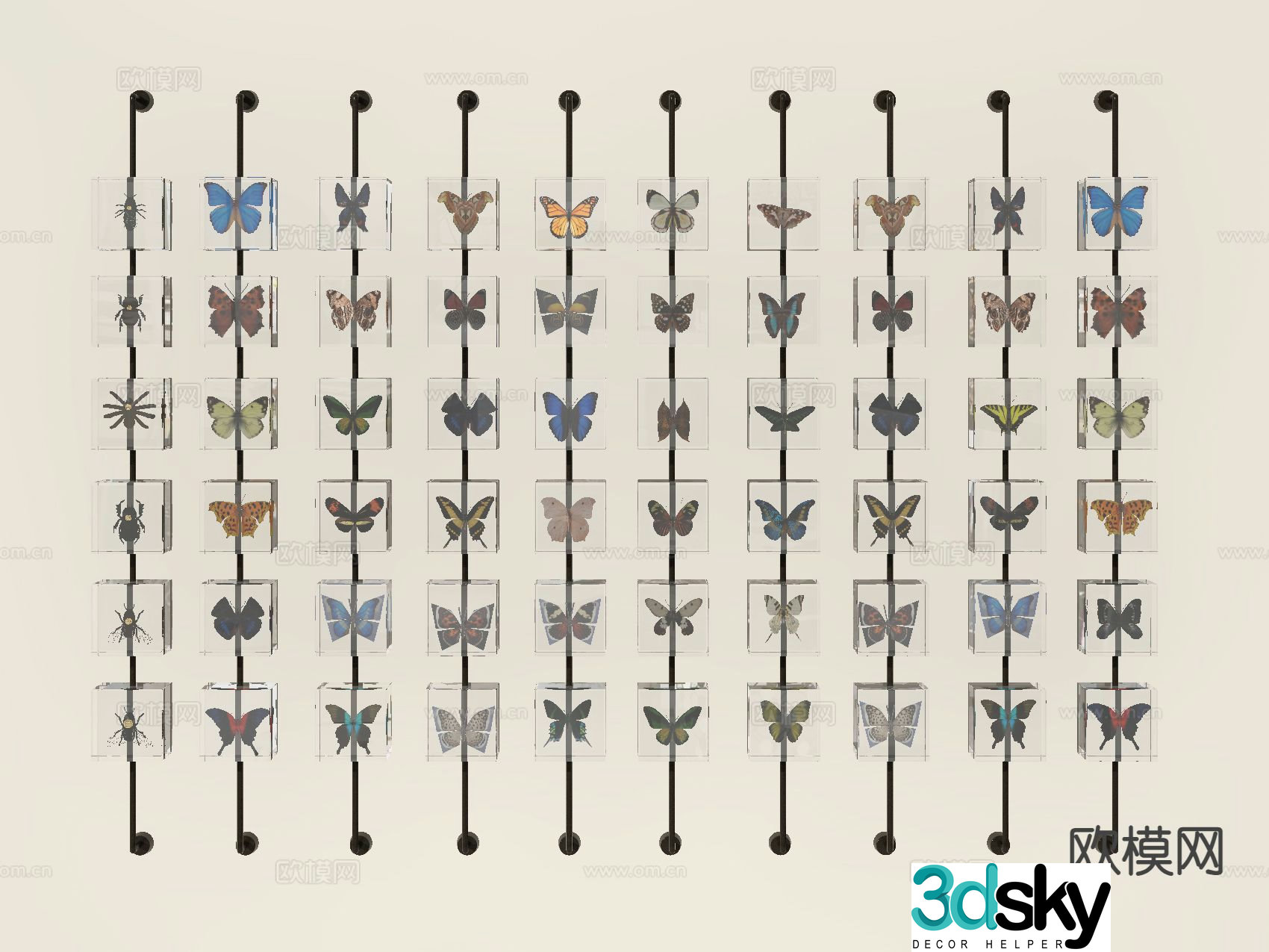 Butterfly specimen hanging ornament 3d model