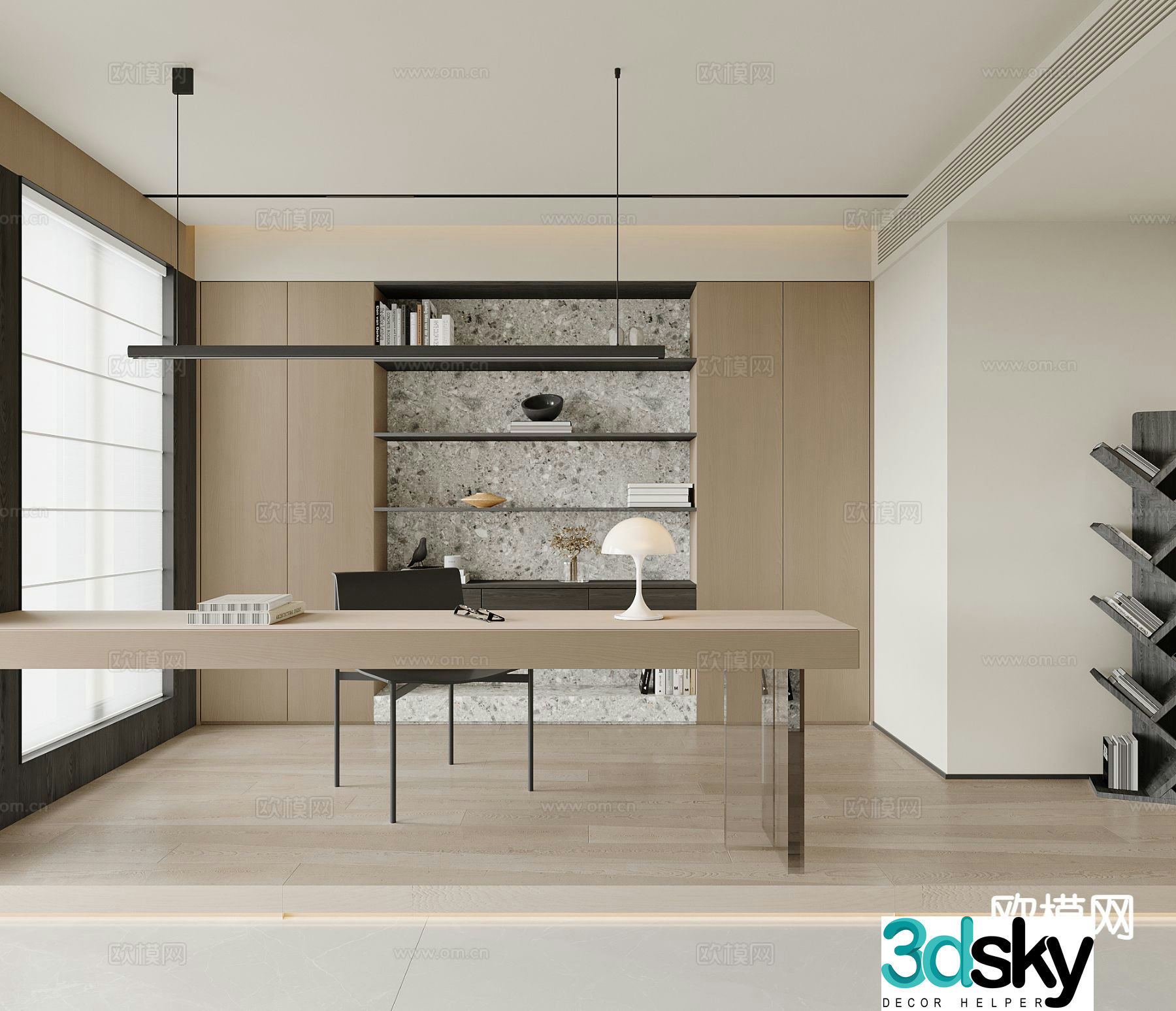 Modern study room 3d model
