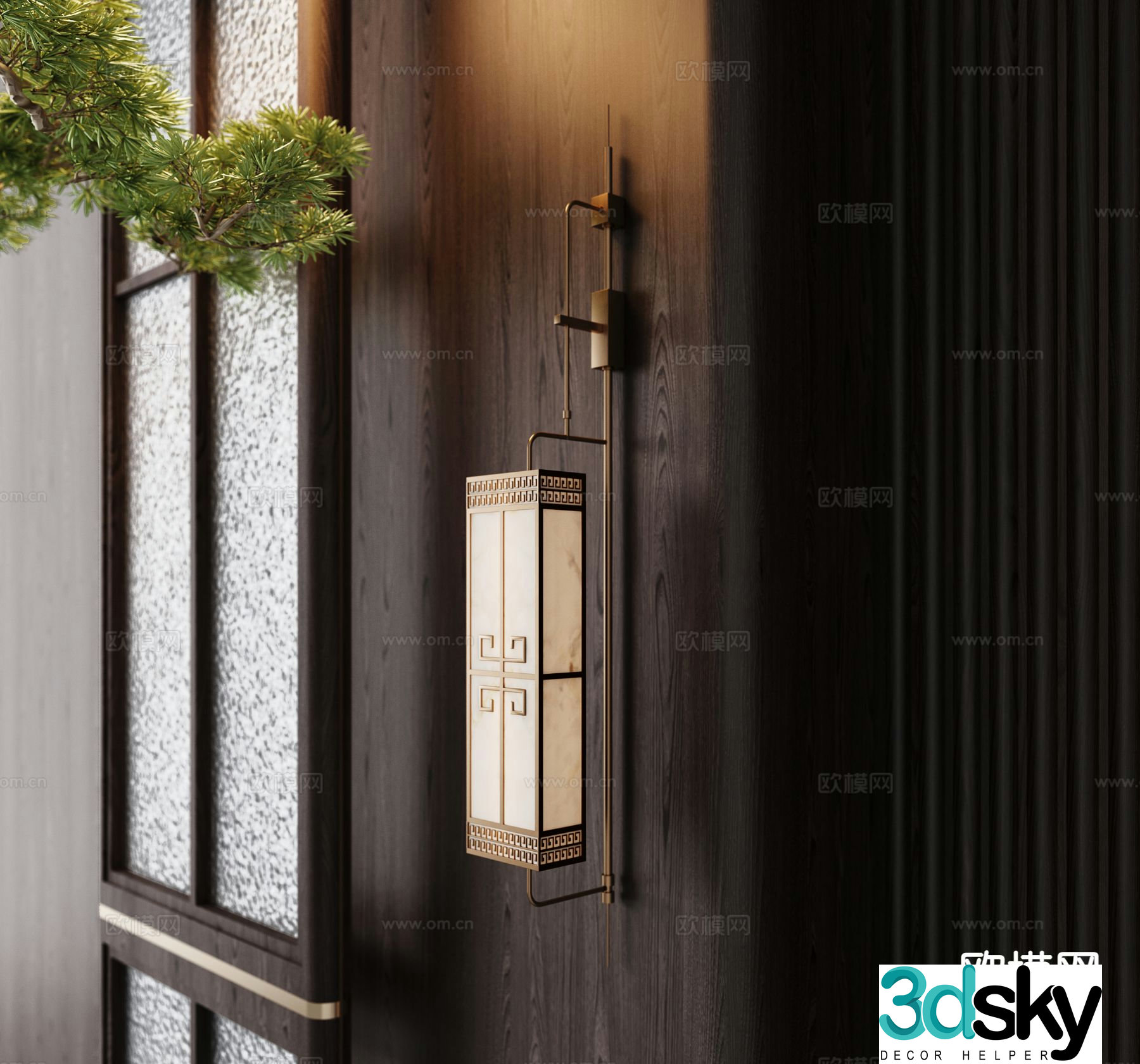 New Chinese style wall lamp 3d model