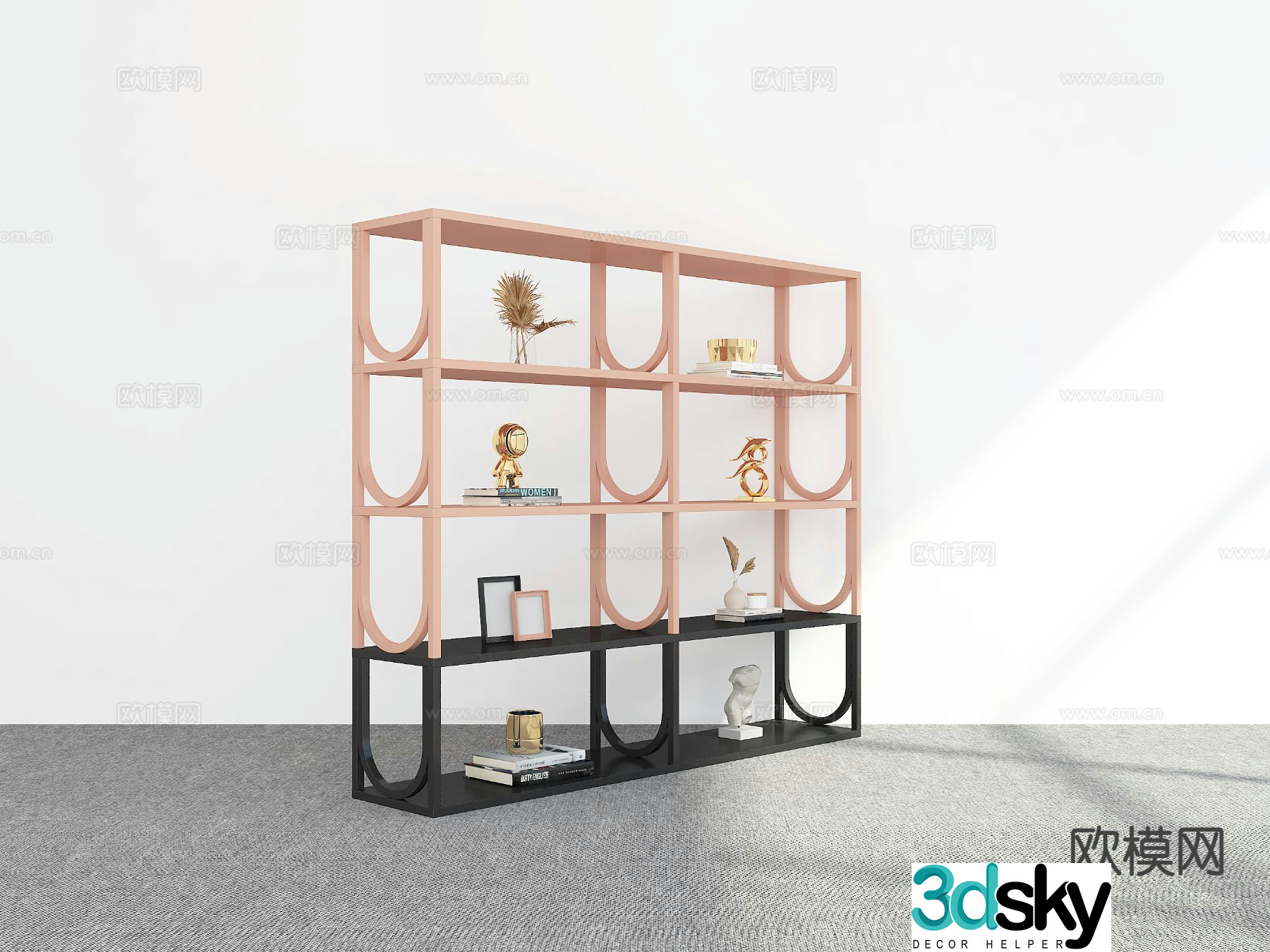 Modern bookshelf storage rack 3d model