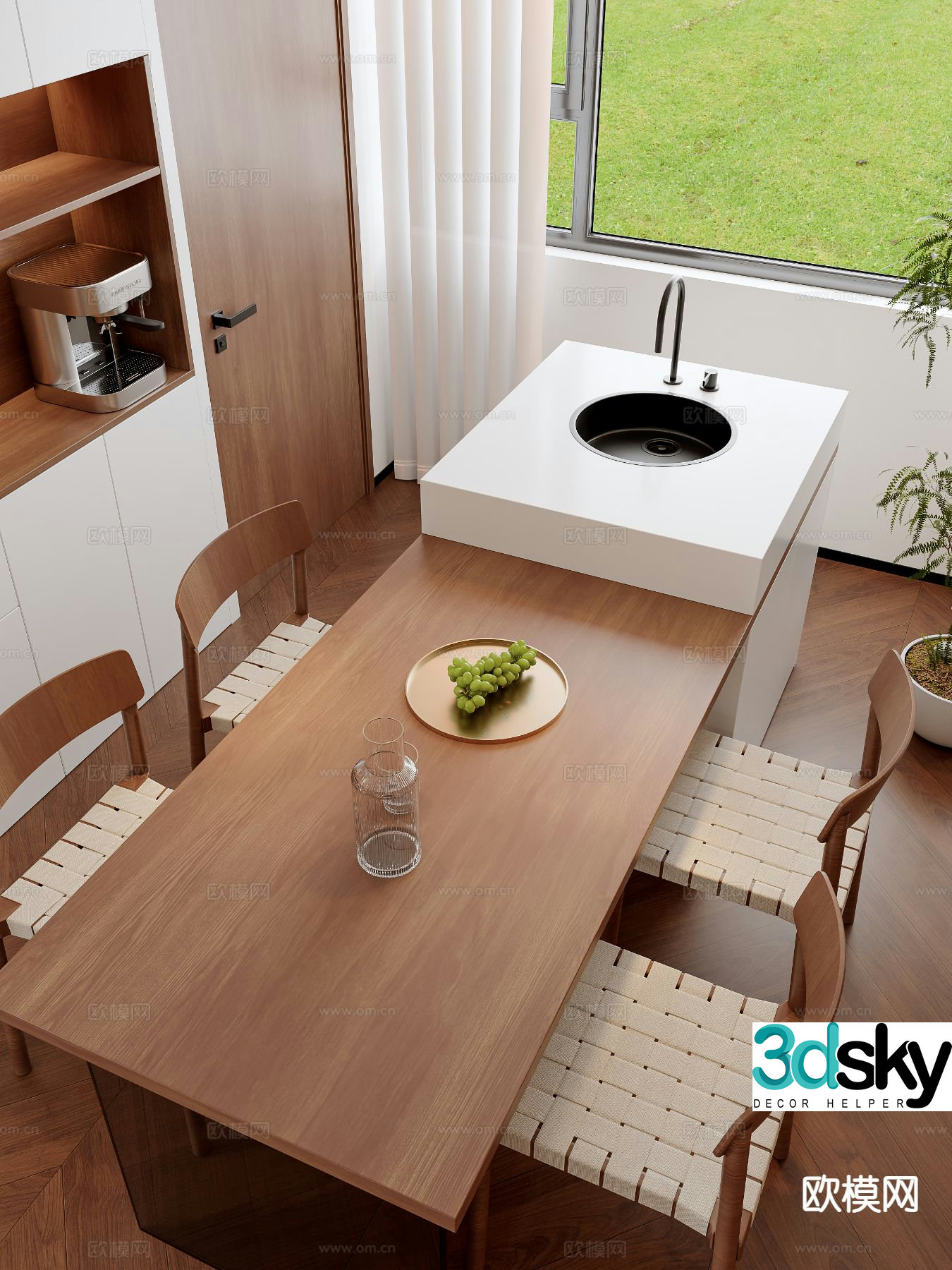 Medieval style island dining table 3D model