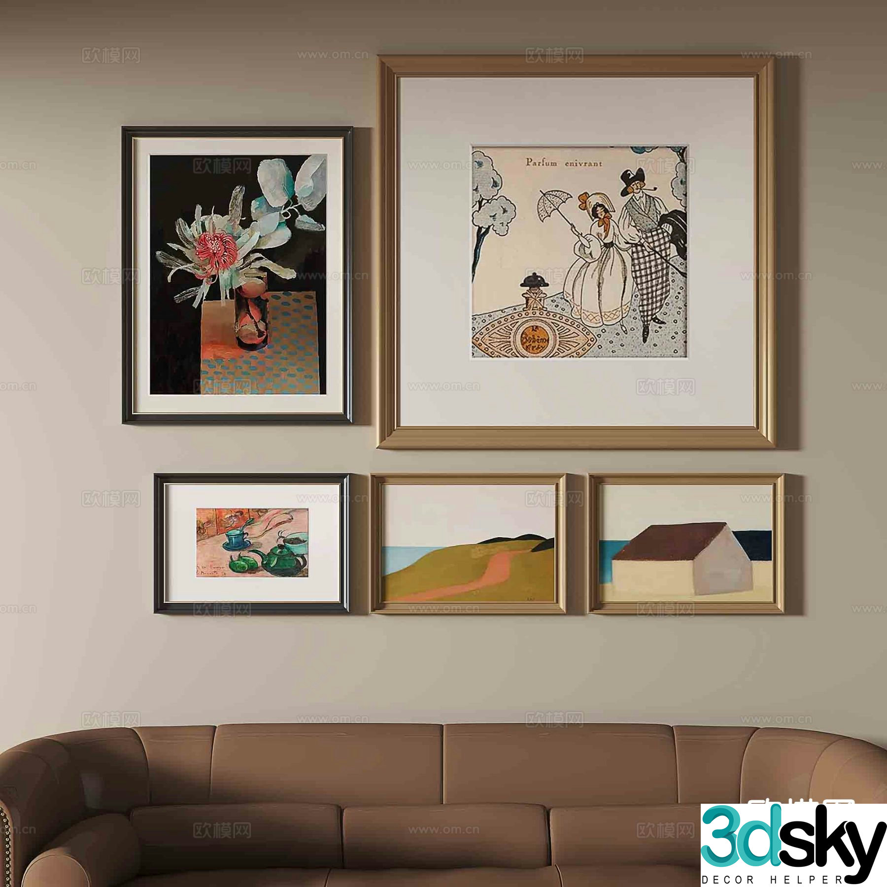 French figure painting abstract painting decorative painting 3d model