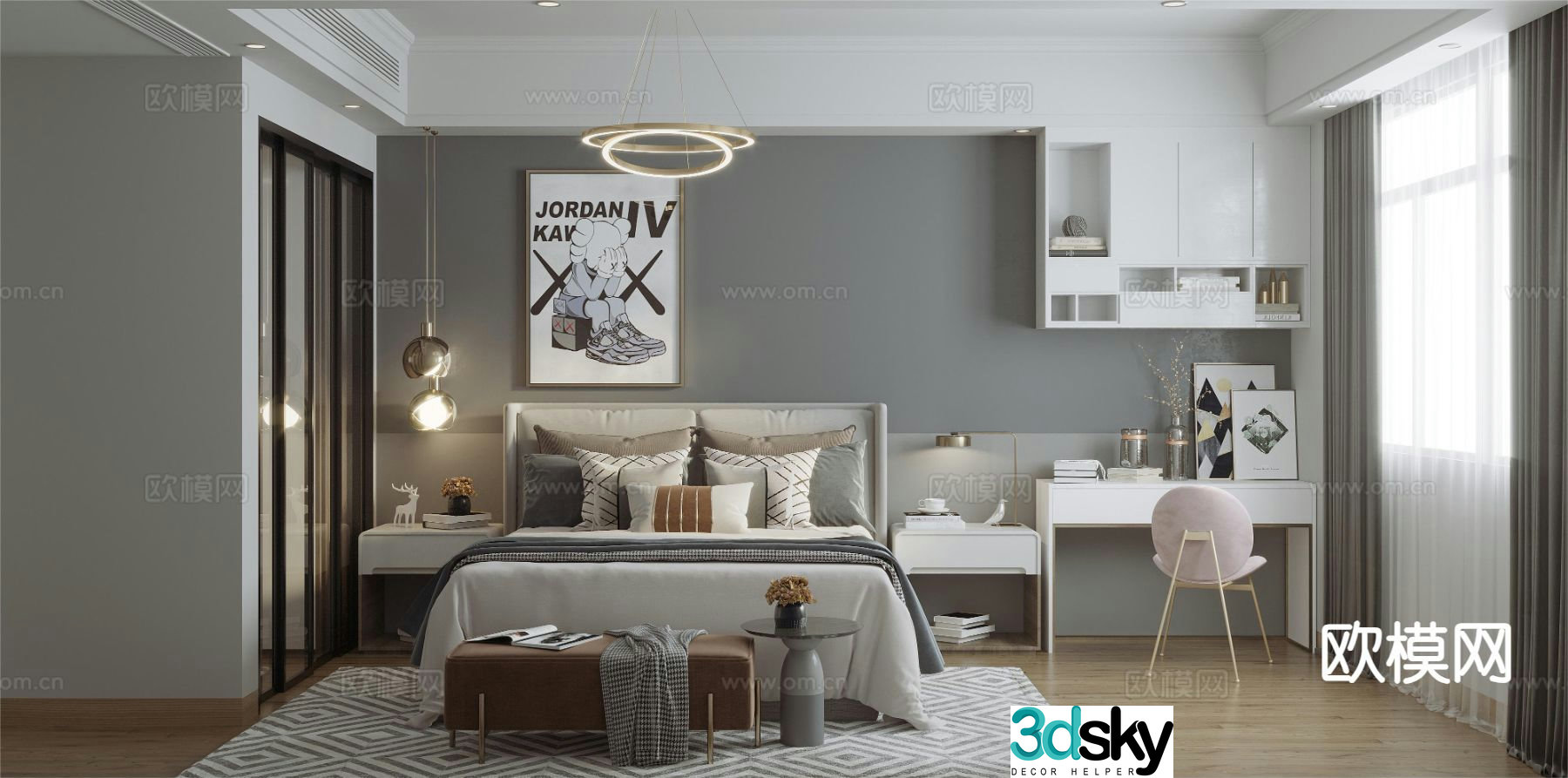 Modern bedroom master bedroom 3d model