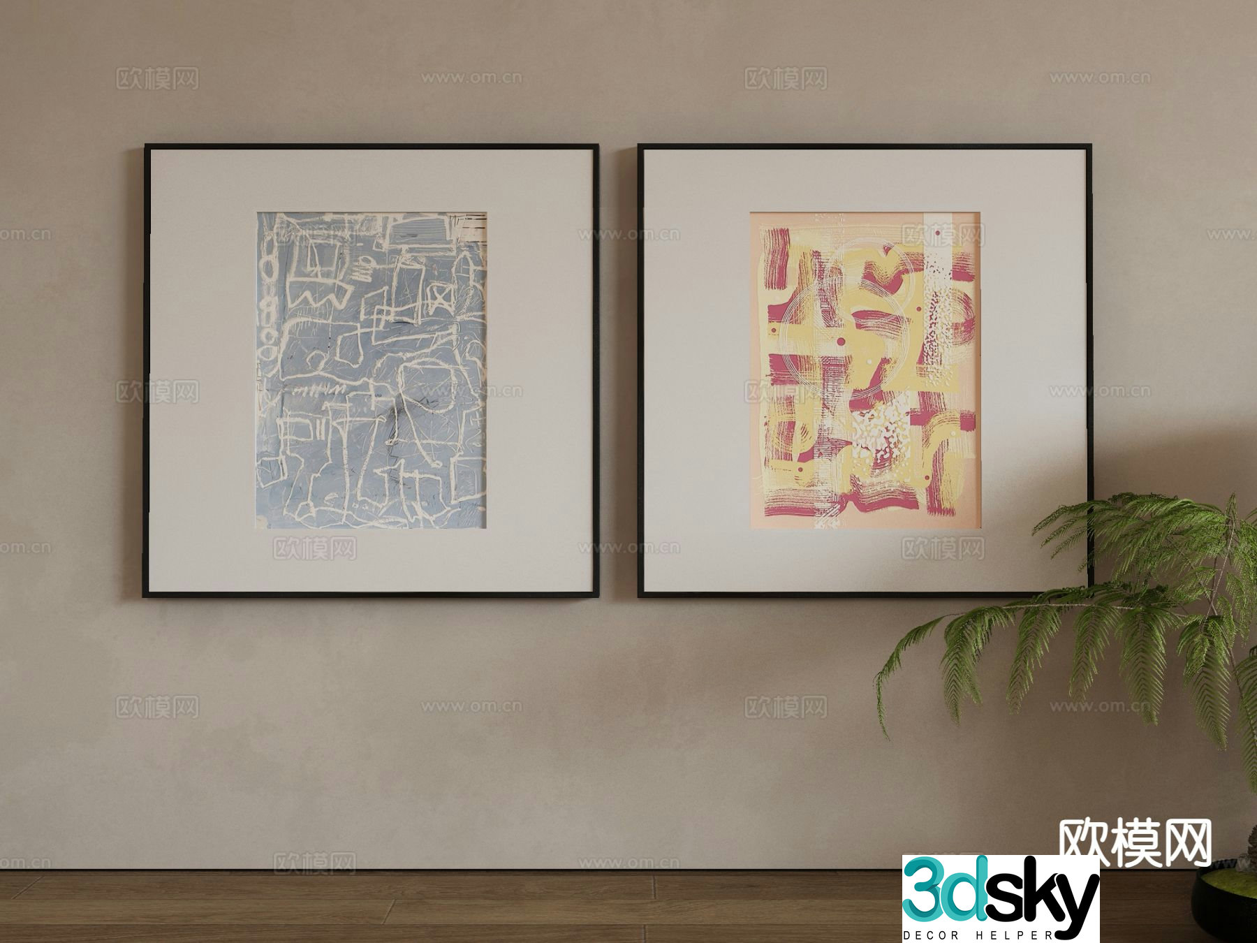 Modern decorative painting abstract painting 3d model