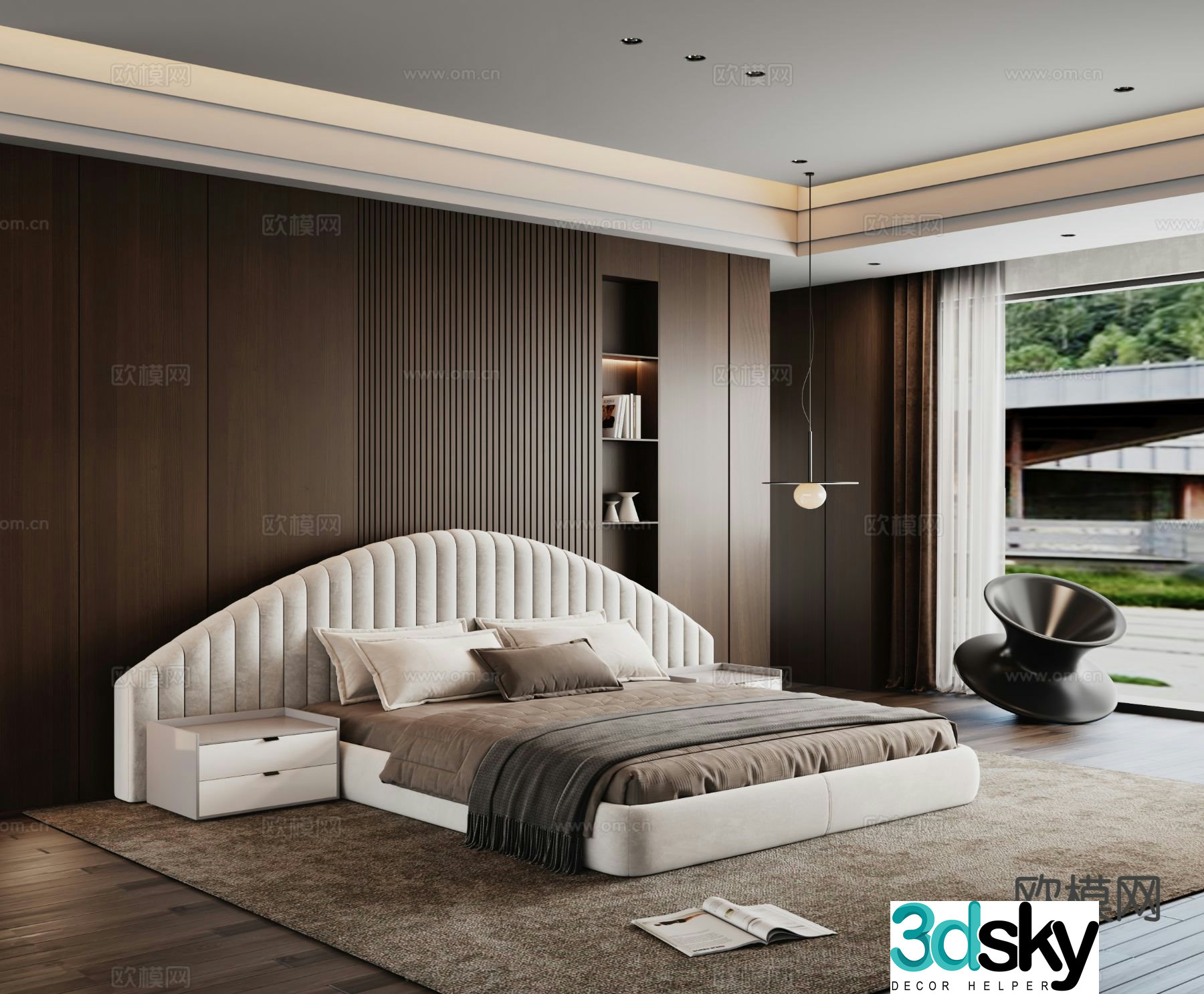 Modern double bed 3d model