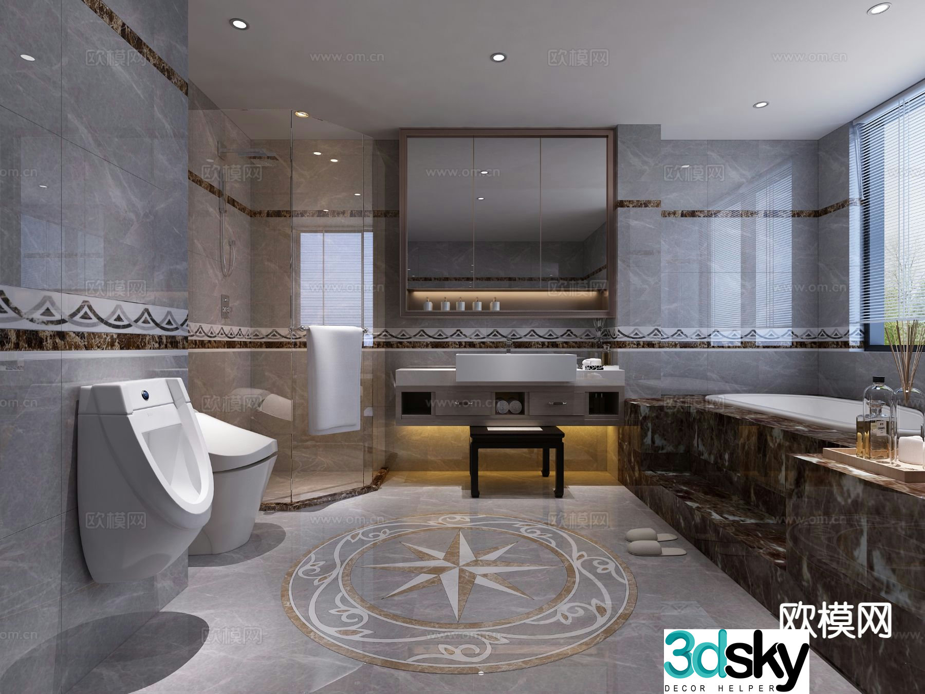 New Chinese style bathroom bathroom 3d model