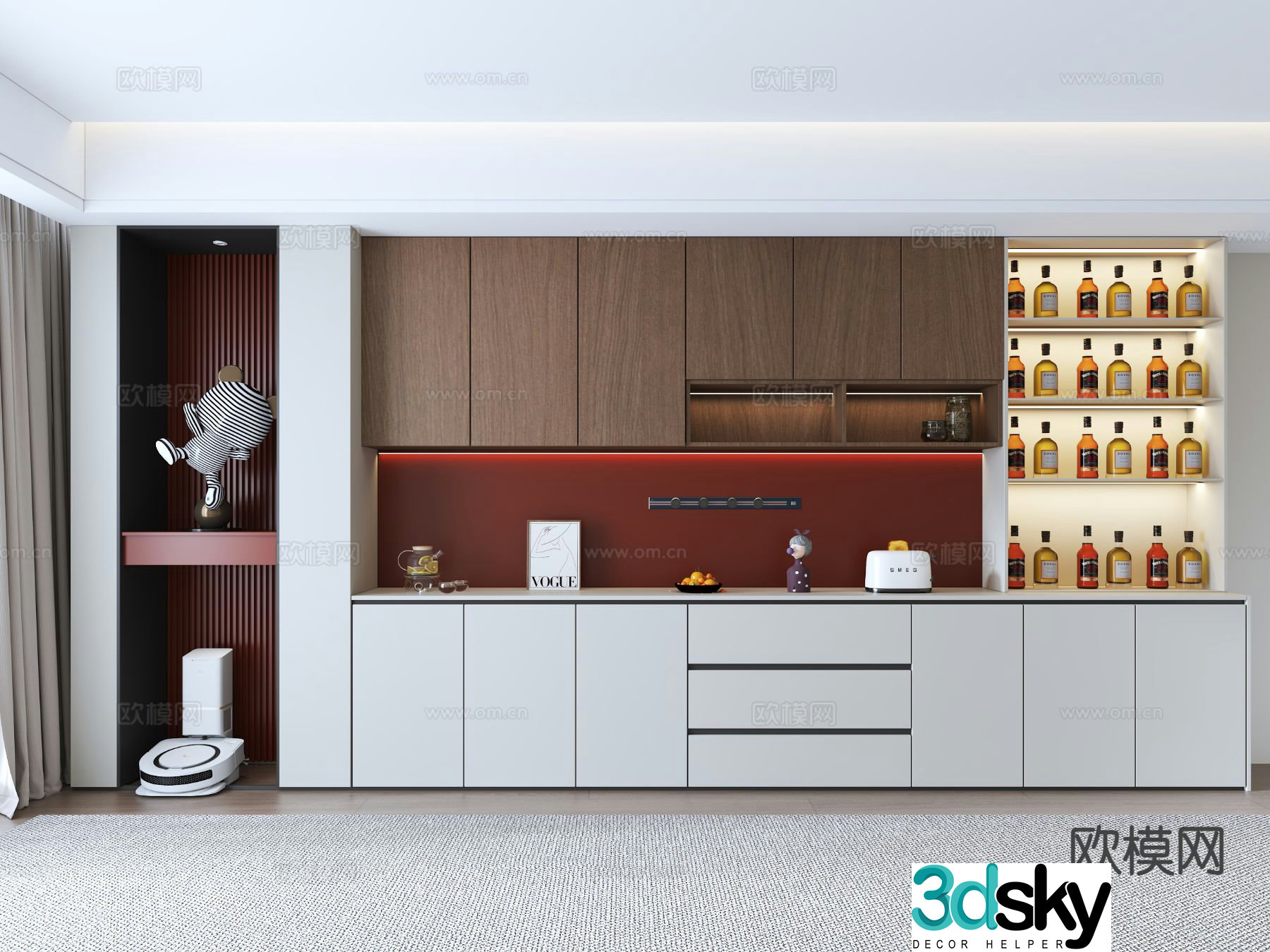 Italian wine cabinet sideboard 3d model
