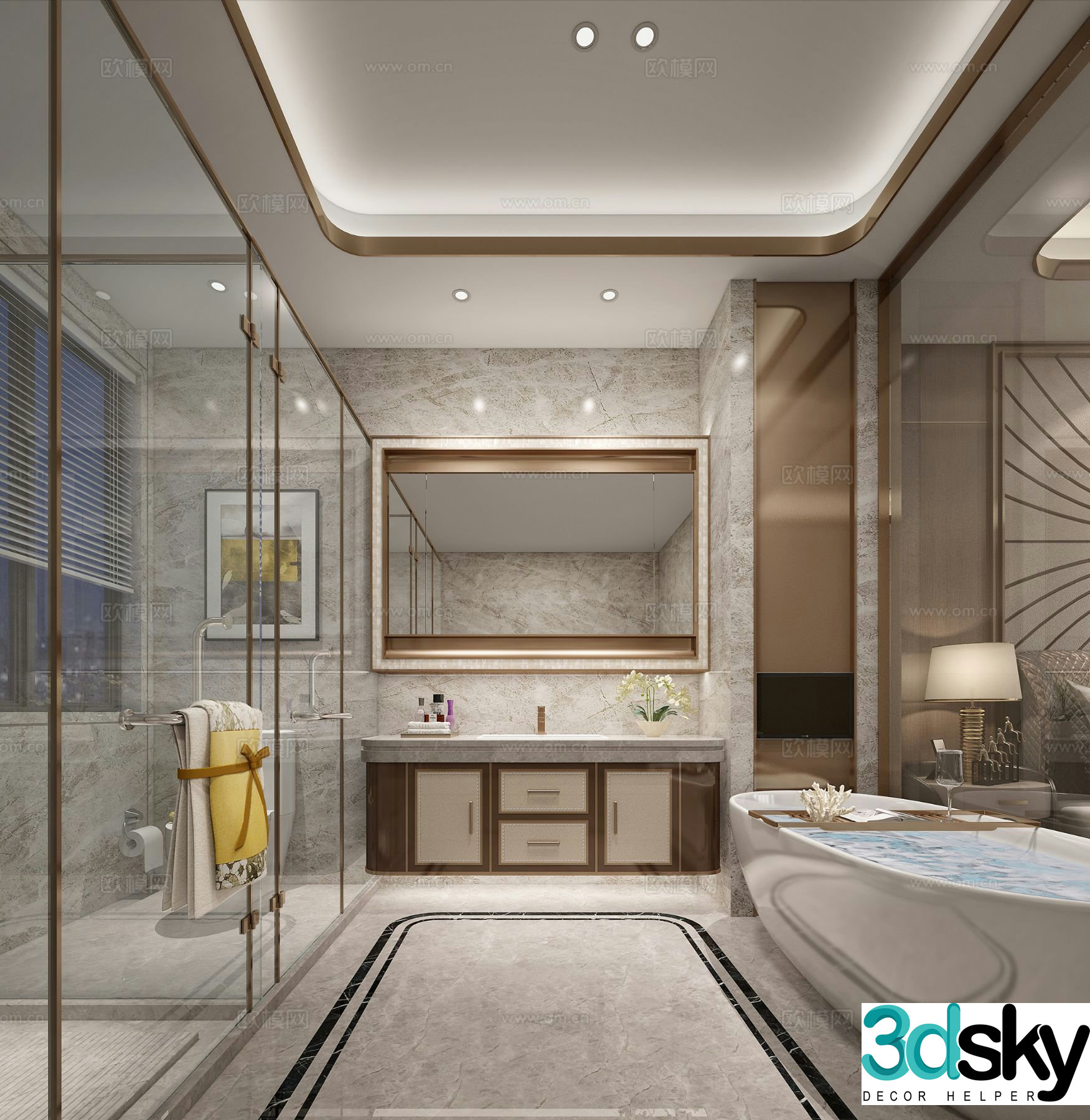 Light luxury bathroom bathroom 3d model