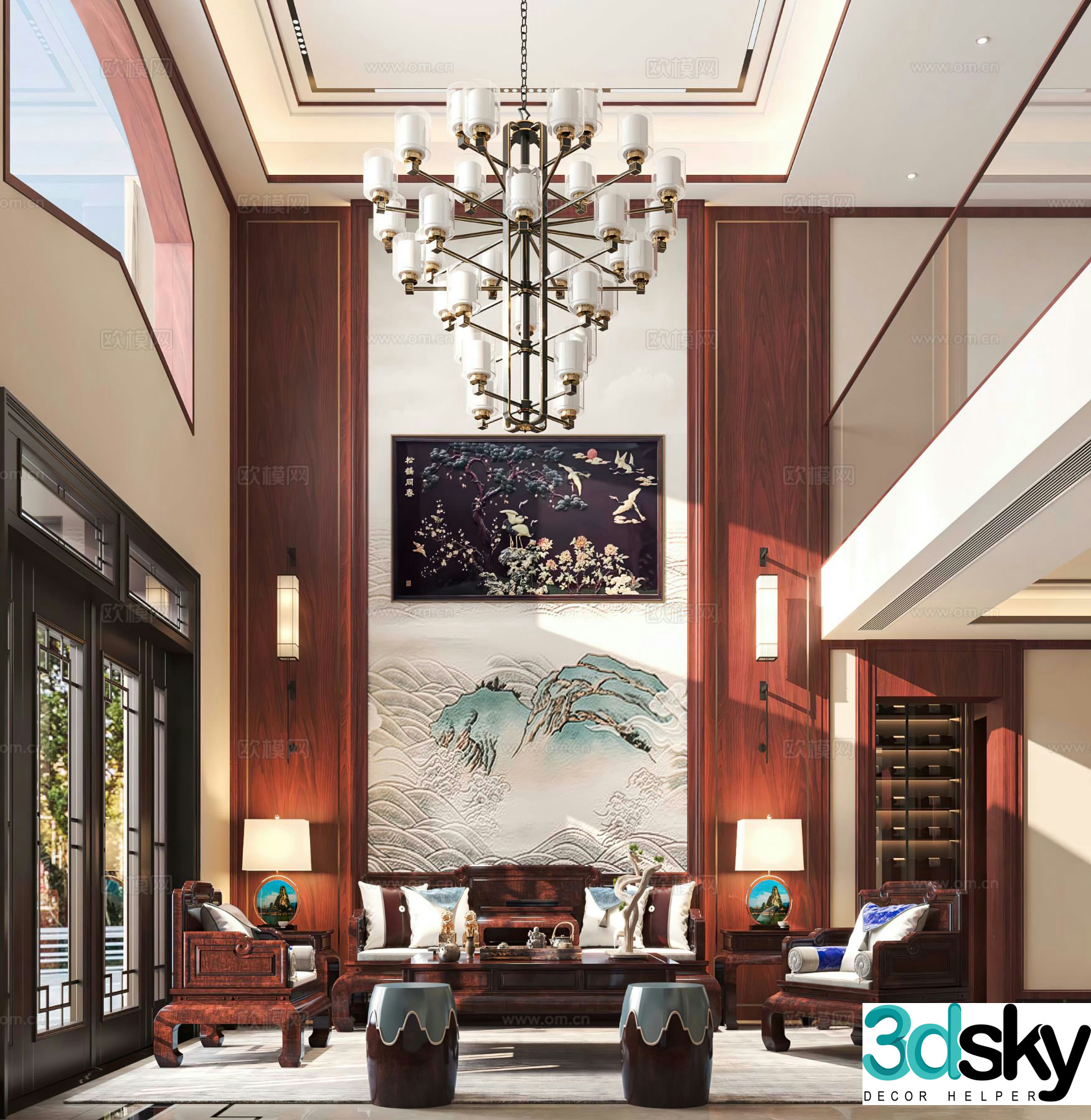 Villa living room villa hollow 3d model
