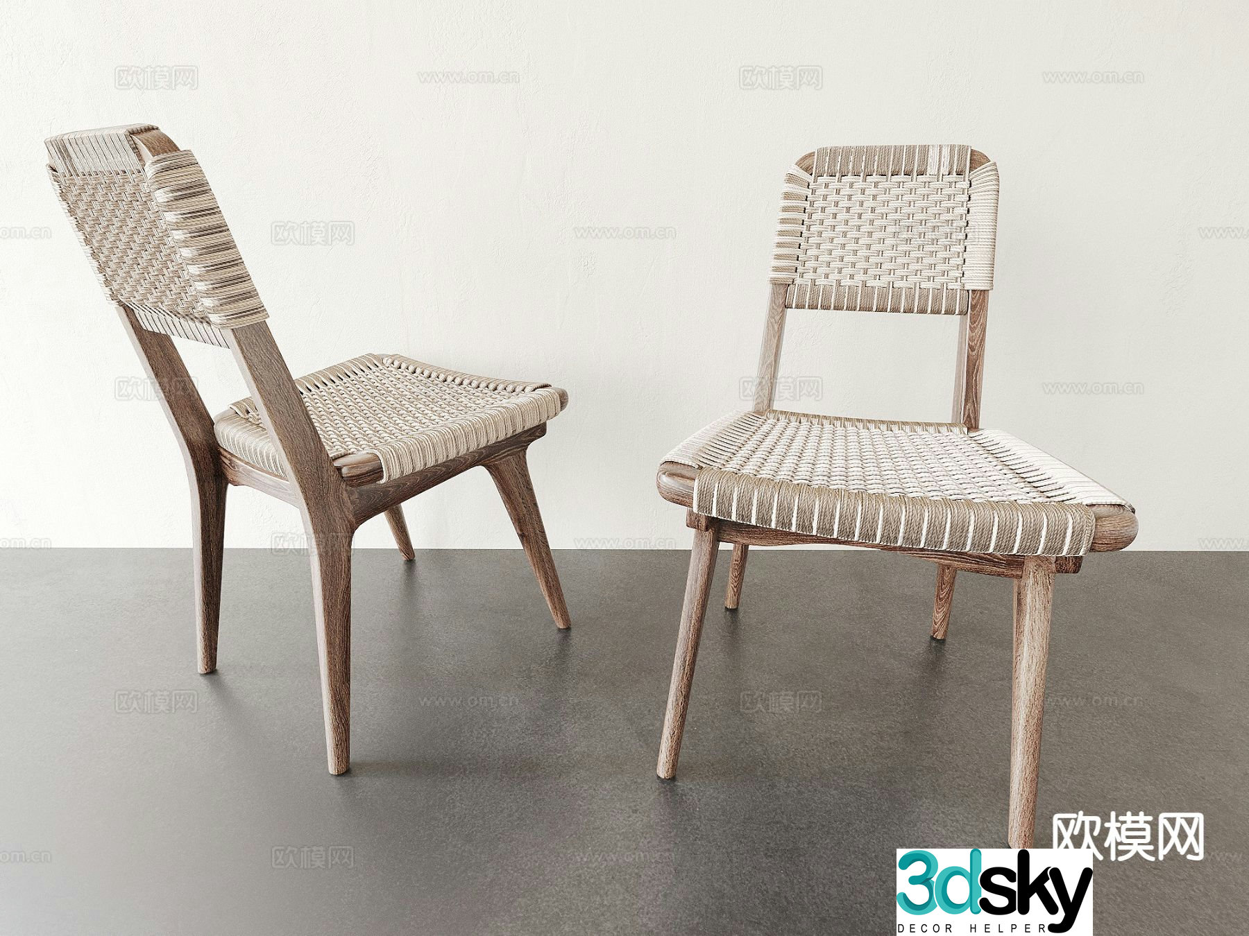 Wabi-sabi chair single chair dining chair 3d model