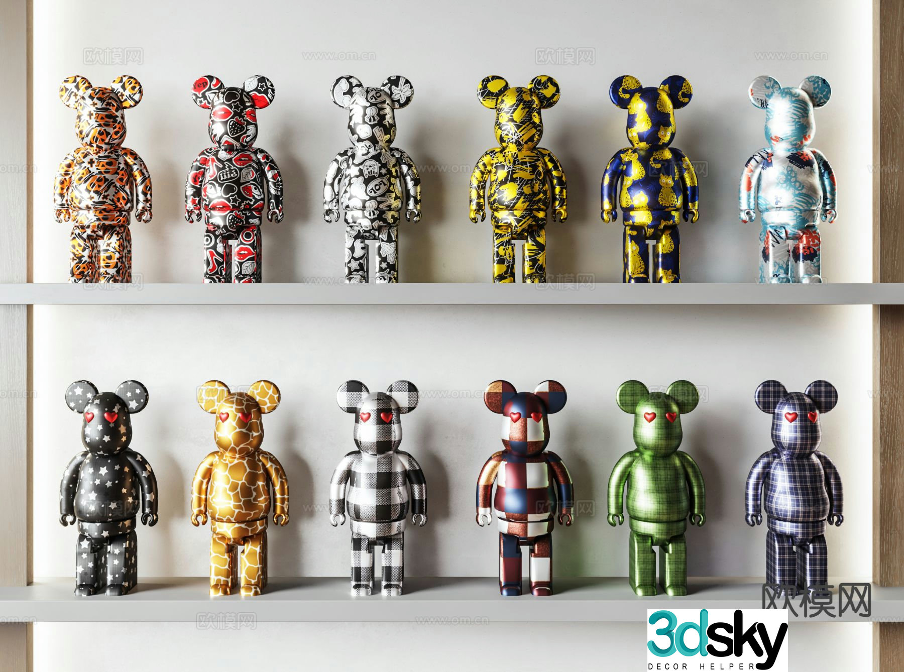 Modern building block bear trendy violent bear 3d model