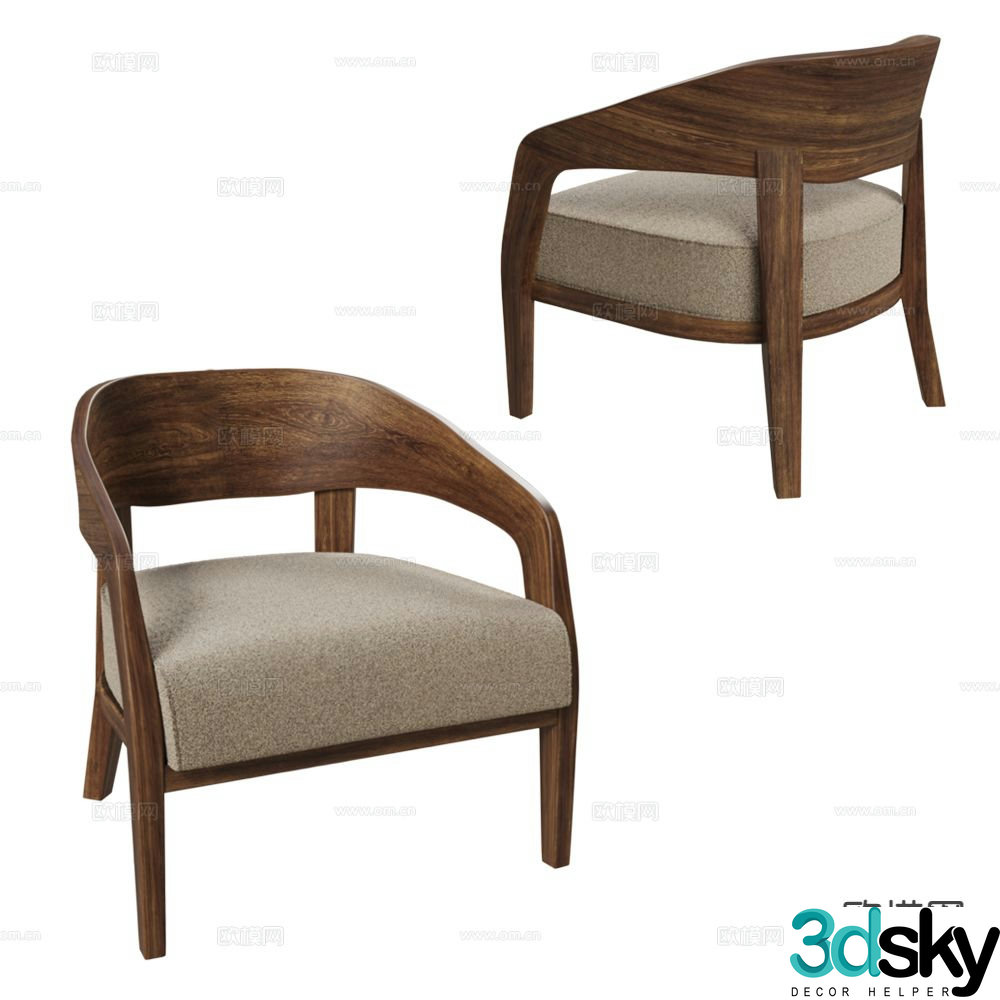 Porada Nordic chair leisure chair 3d model