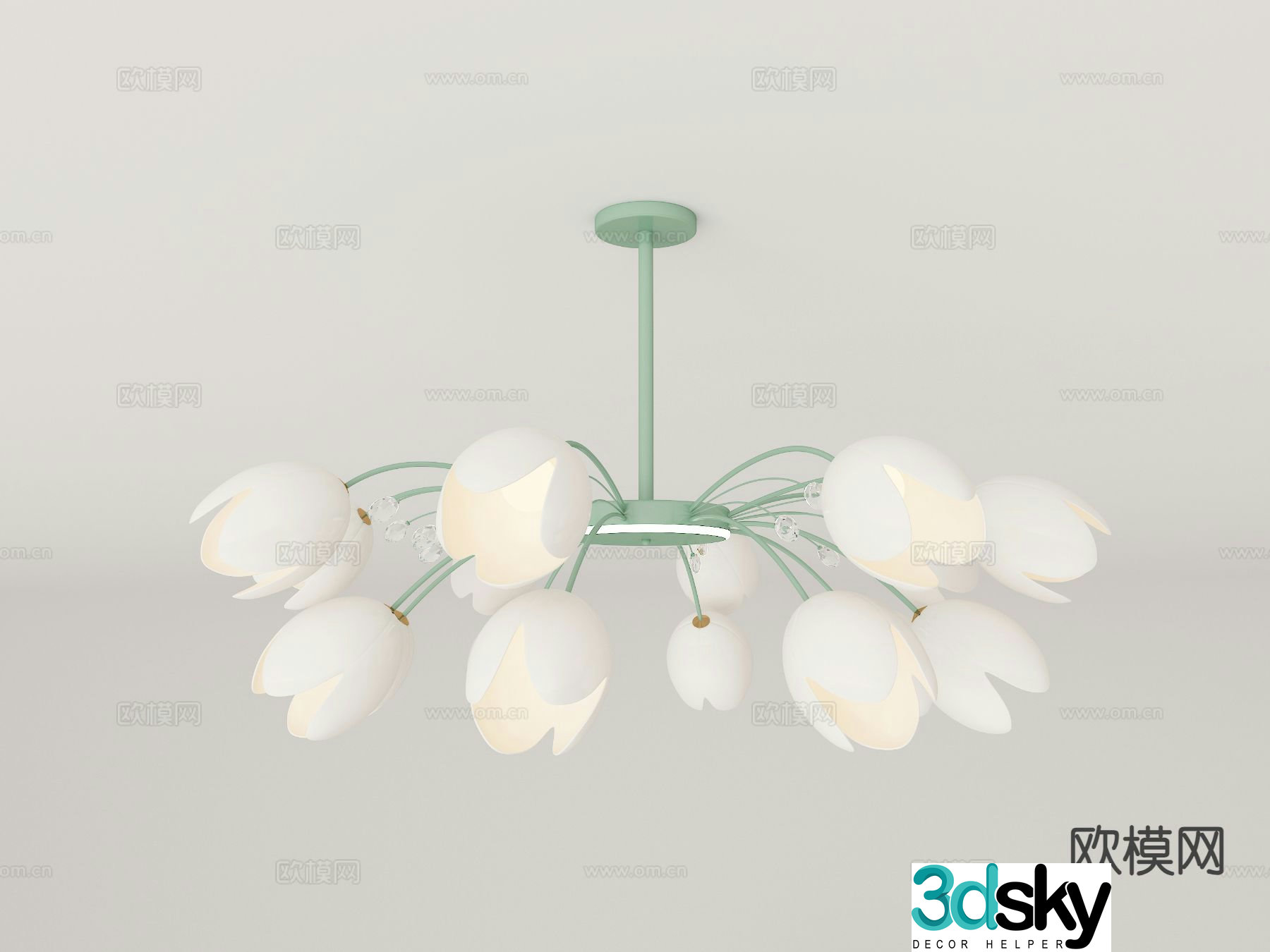 French chandelier petal chandelier 3d model