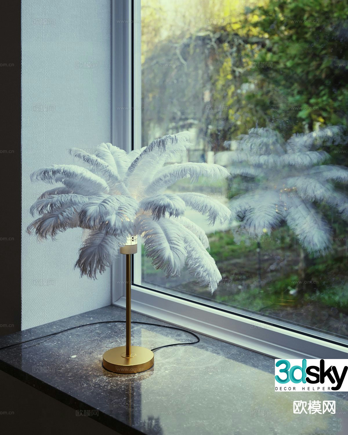 Feather table lamp 3d model