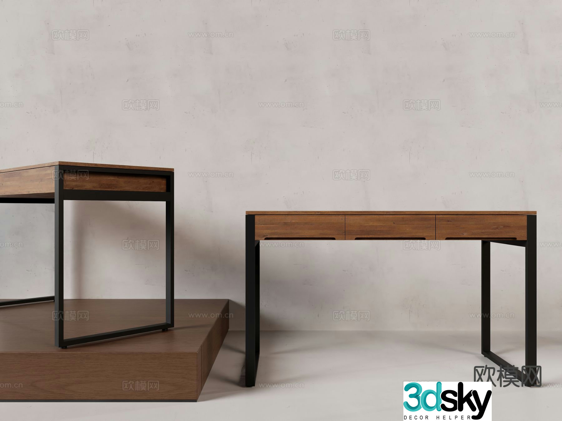 modern desk writing desk 3d model