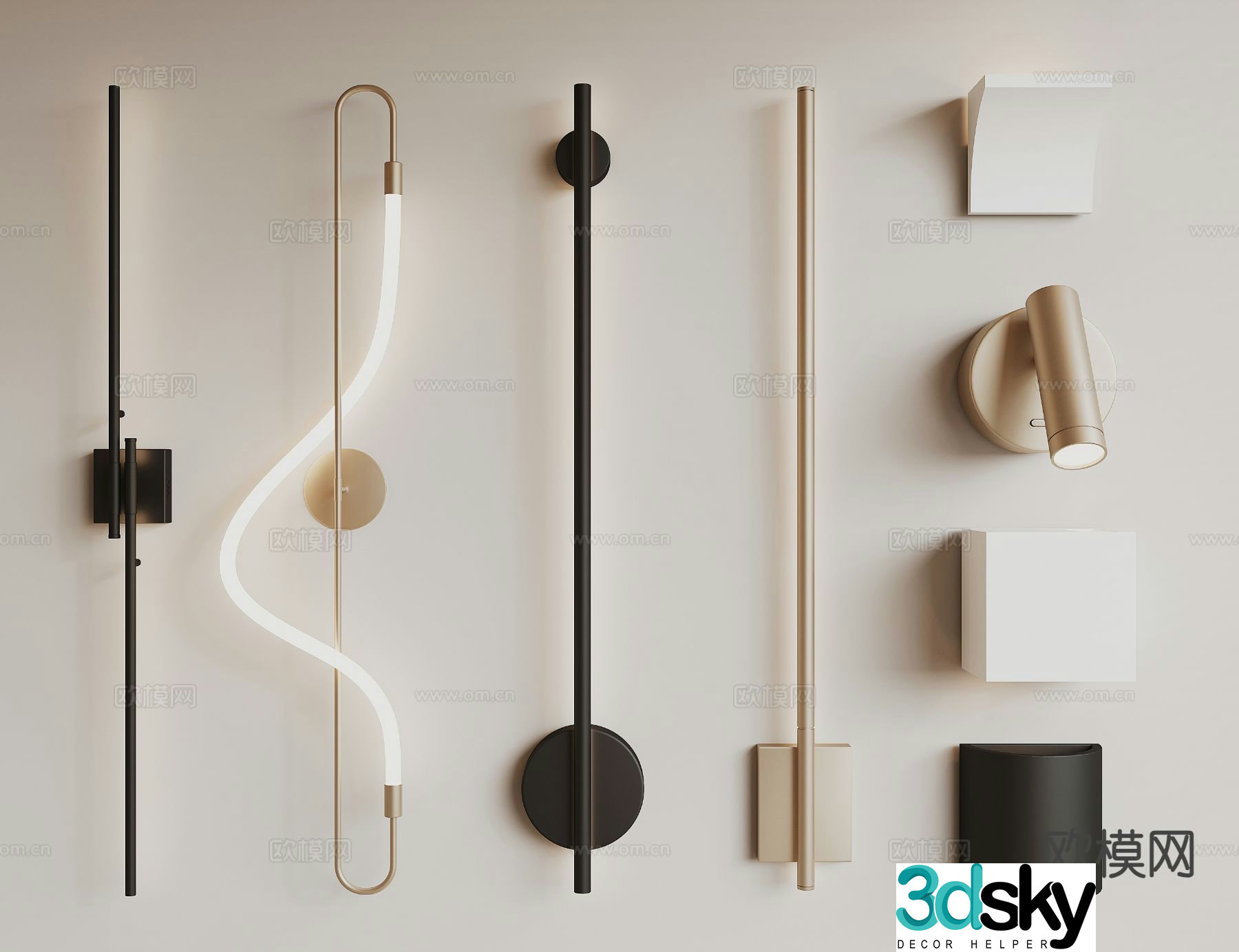 Light luxury wall lamp long wall lamp 3d model