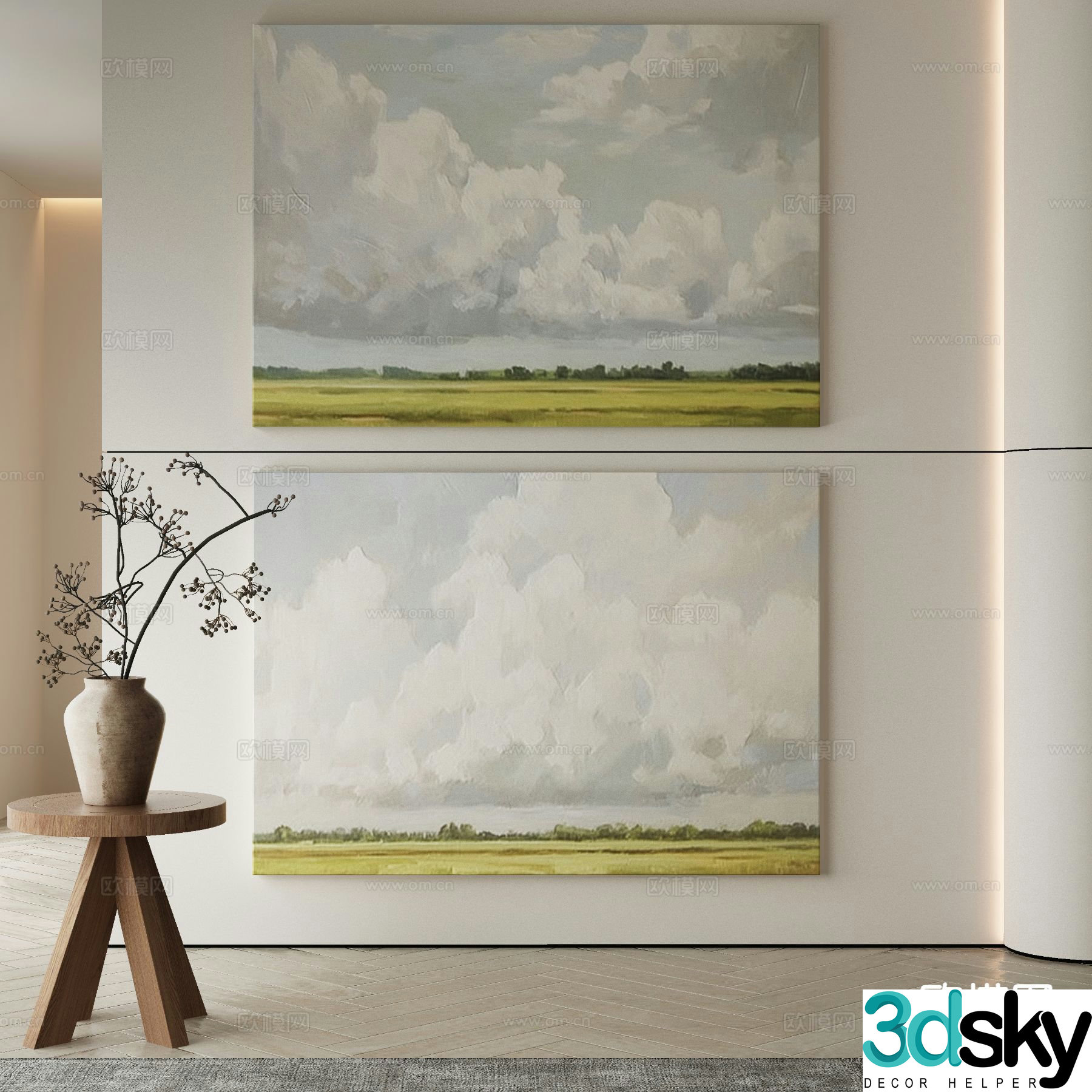 Modern decorative painting oil painting cloud painting 3d model