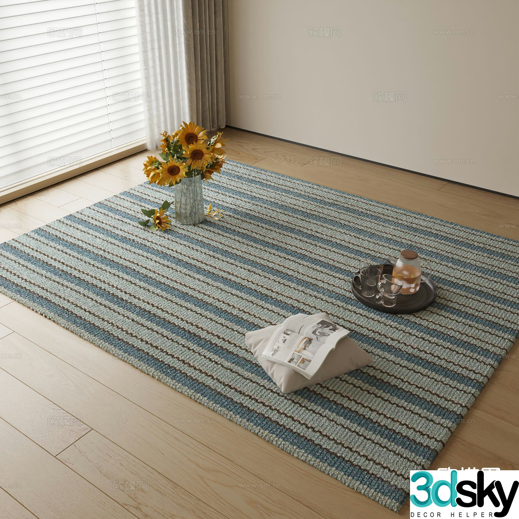 Modern striped carpet 3d model