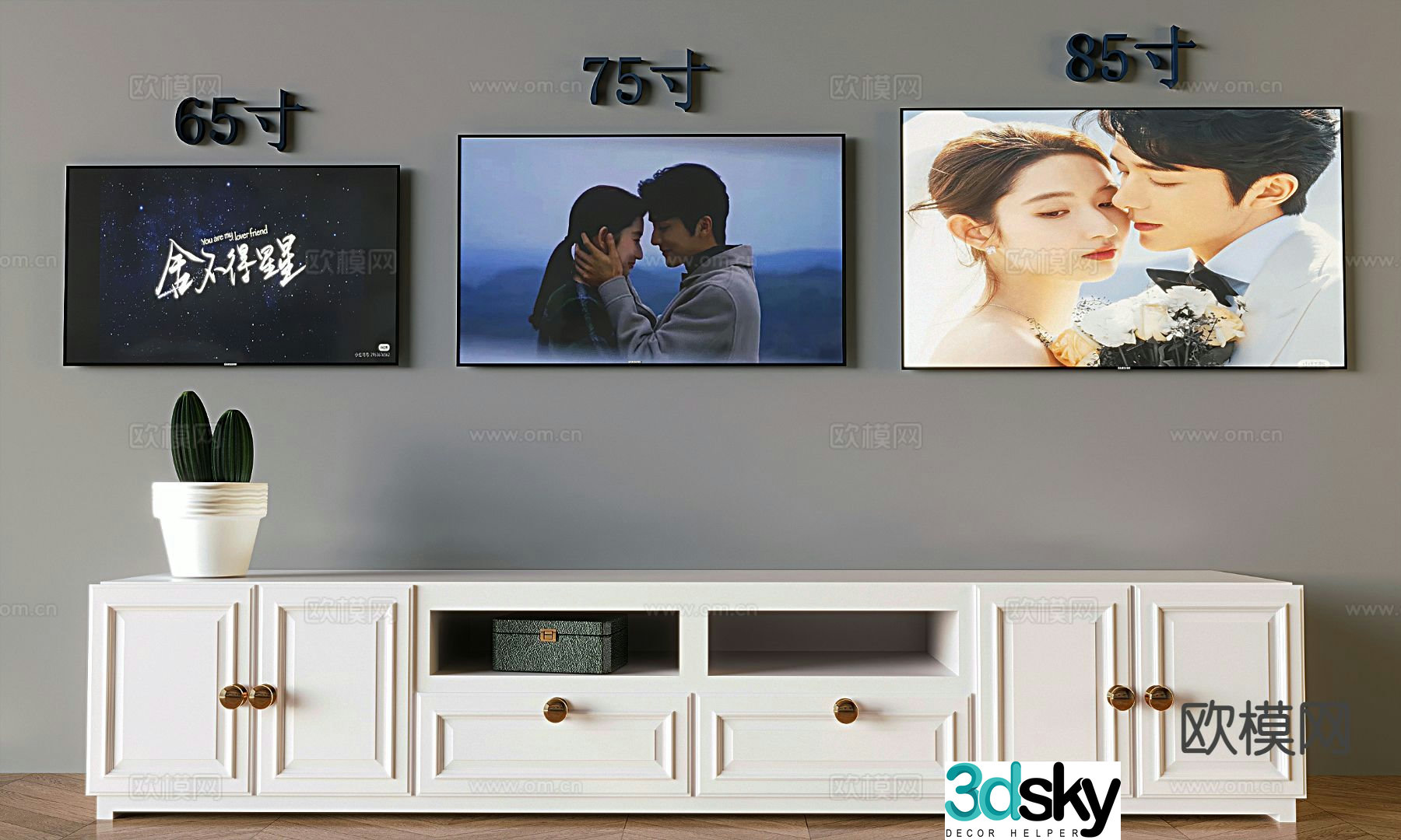 American TV cabinet TV 3D model