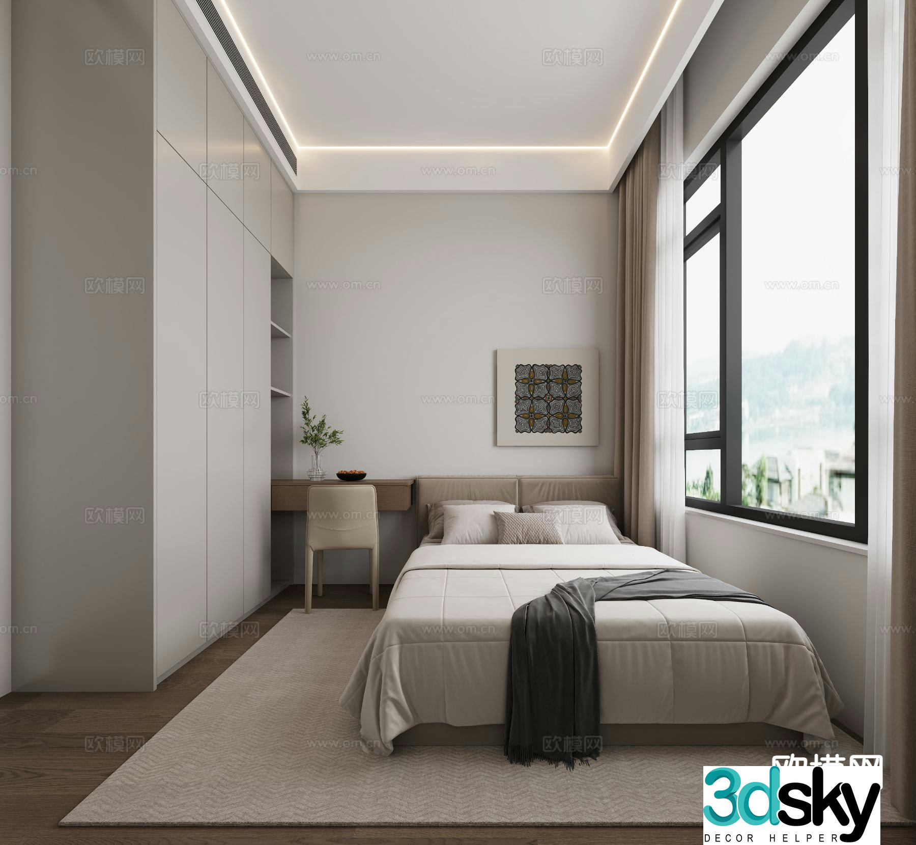 Modern bedroom second bedroom 3d model