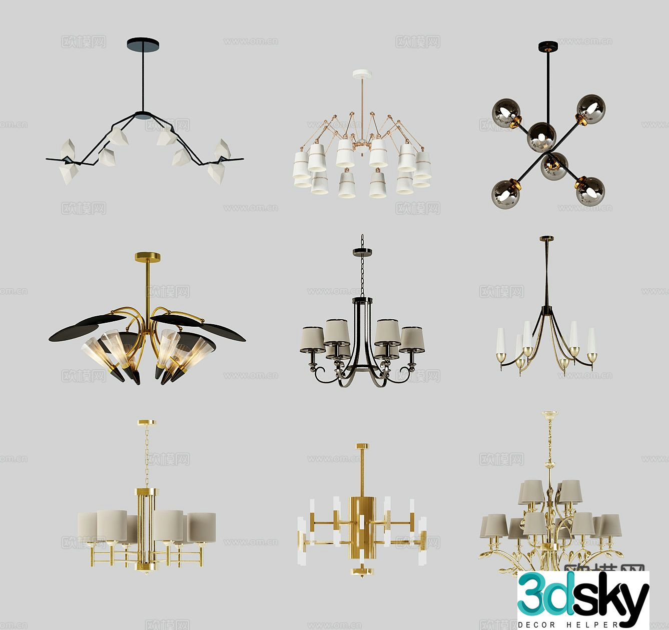 Light luxury chandelier hall chandelier 3d model