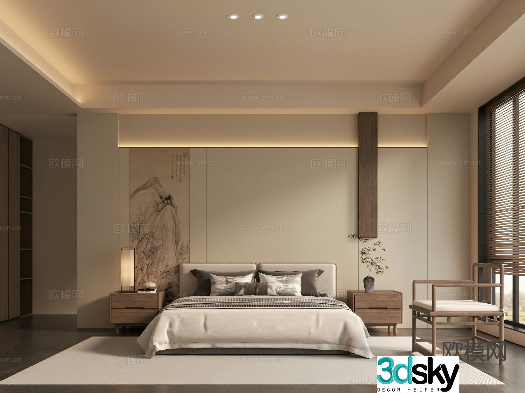New Chinese style bedroom master bedroom 3d model