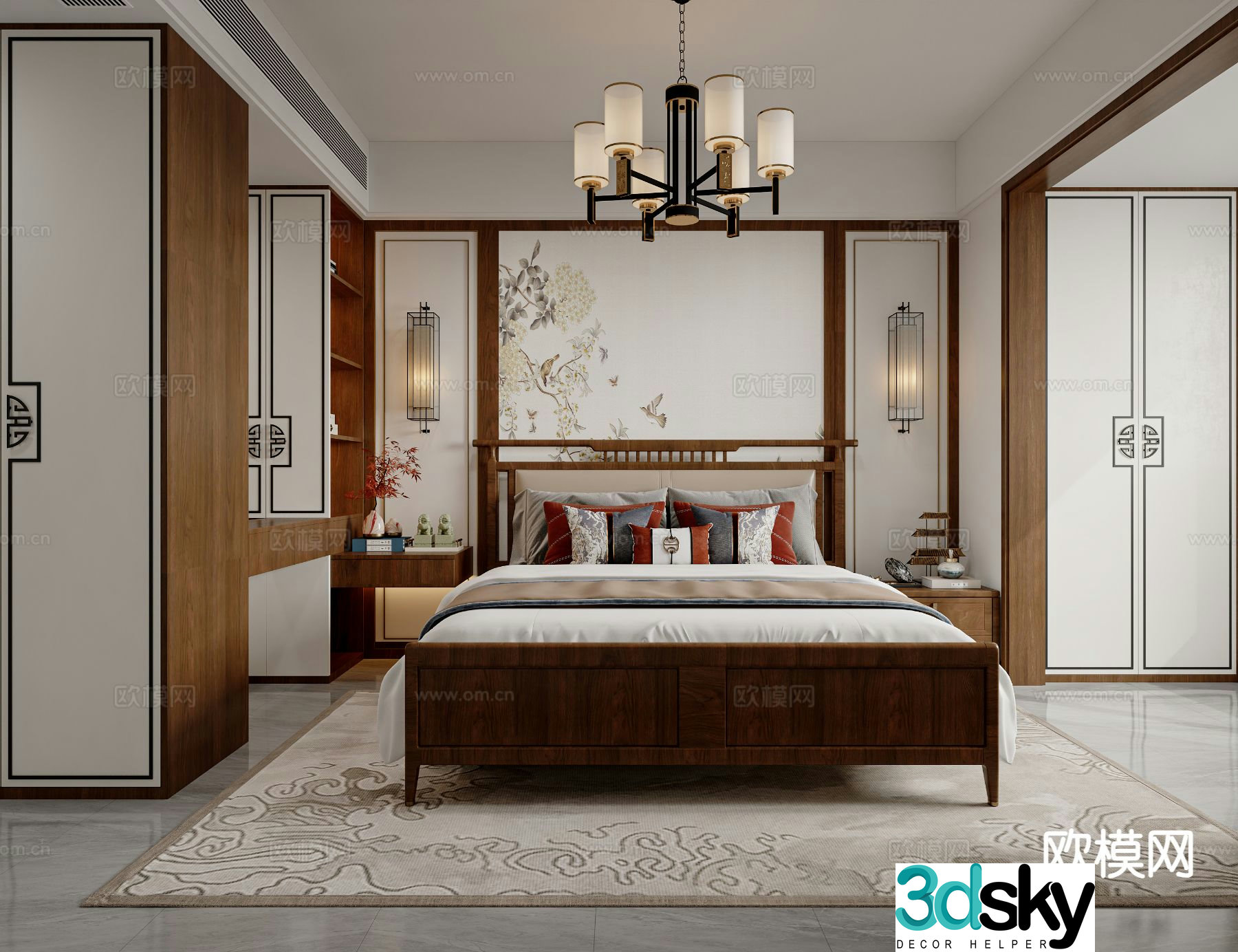 New Chinese style bedroom master bedroom 3d model