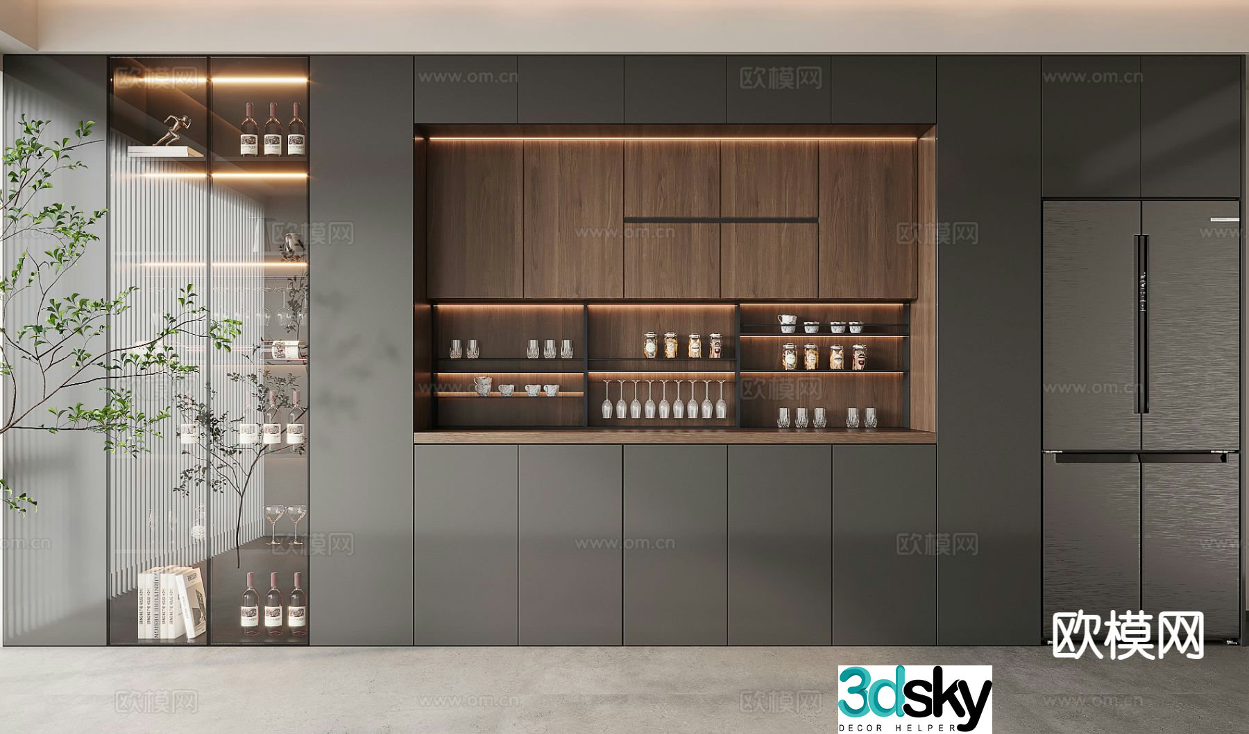 Italian wine cabinet sideboard 3d model