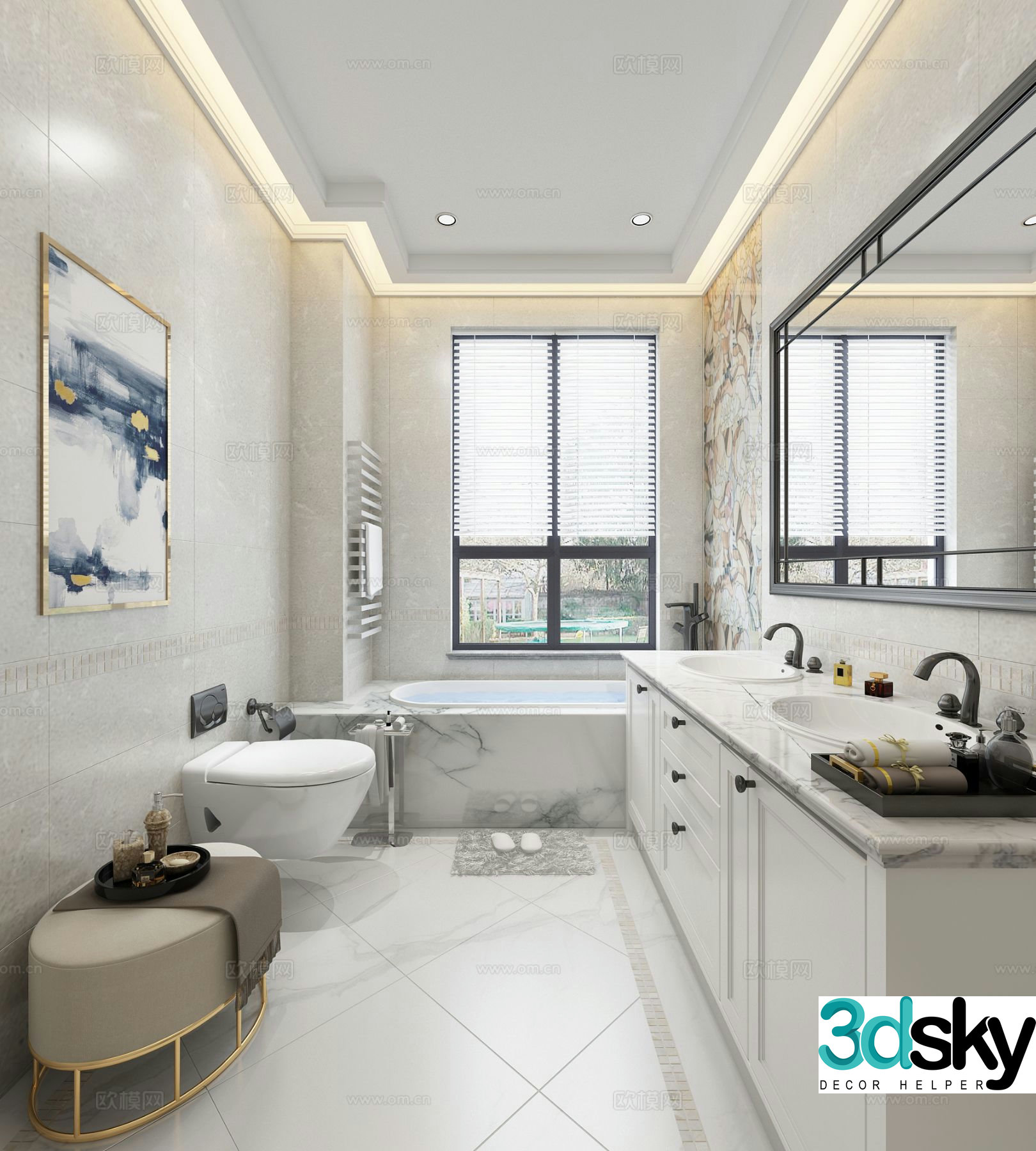 European style bathroom bathroom 3d model
