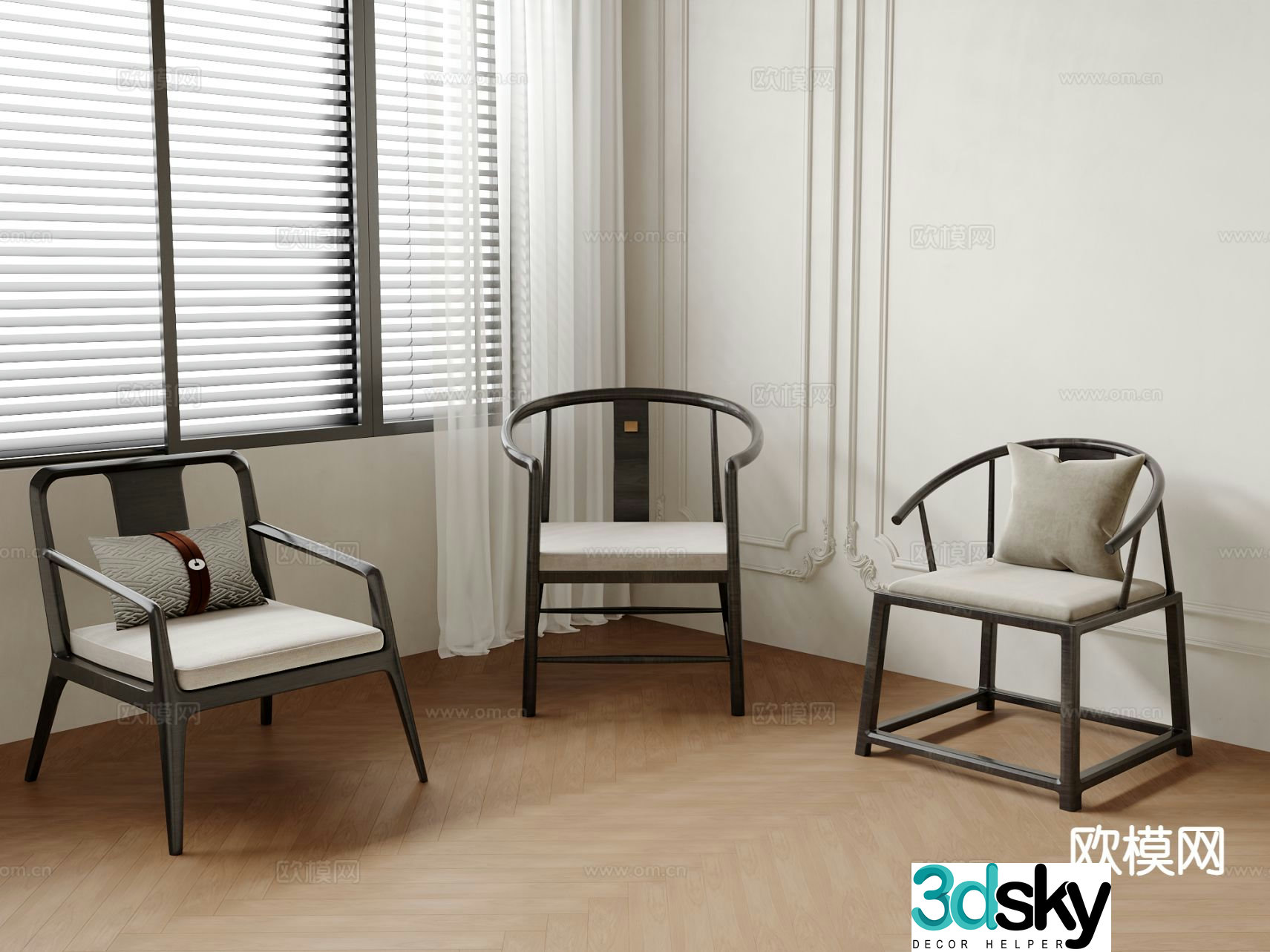 Chinese single chair chair armchair armchair 3d model