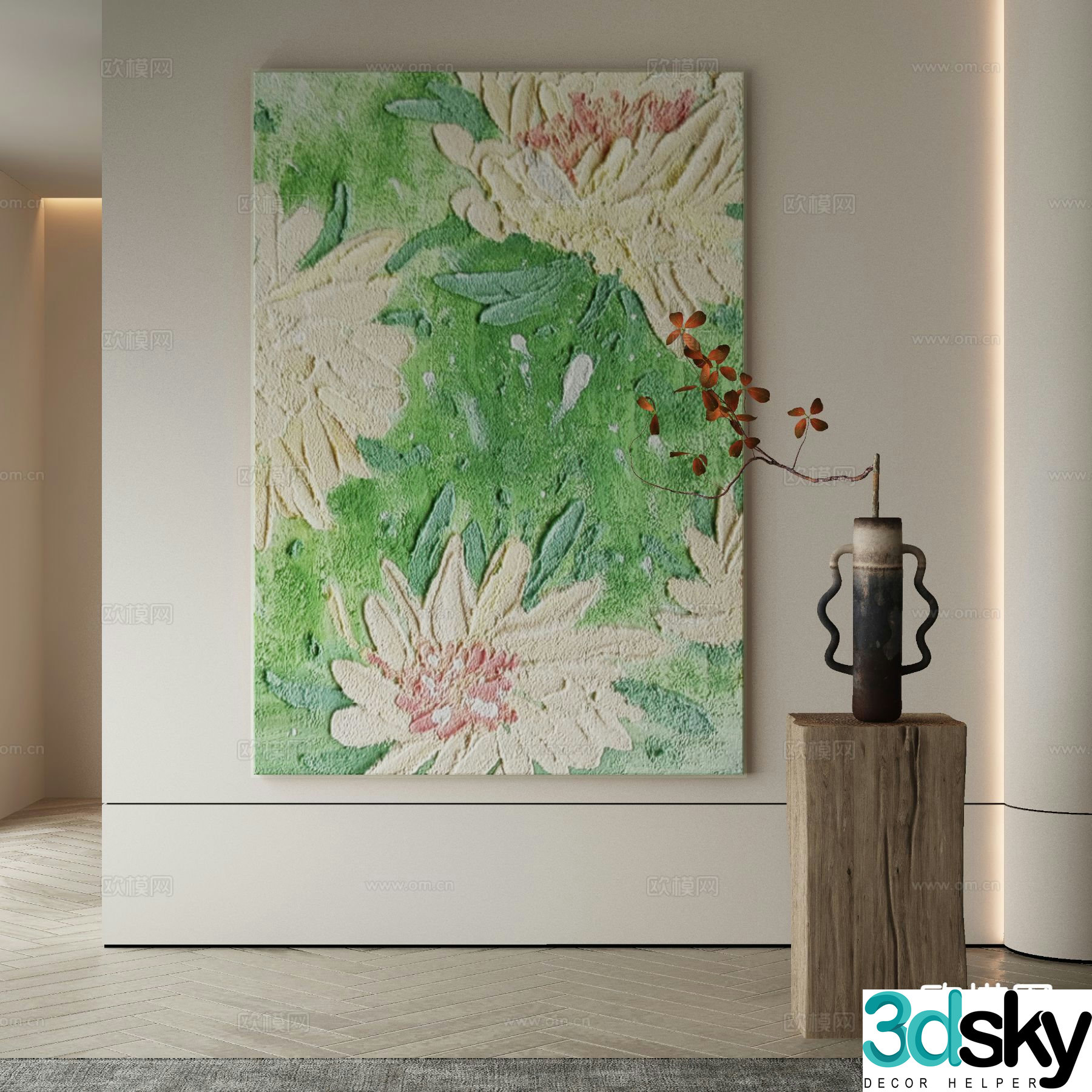 Modern decorative painting flower hanging painting oil painting 3d model