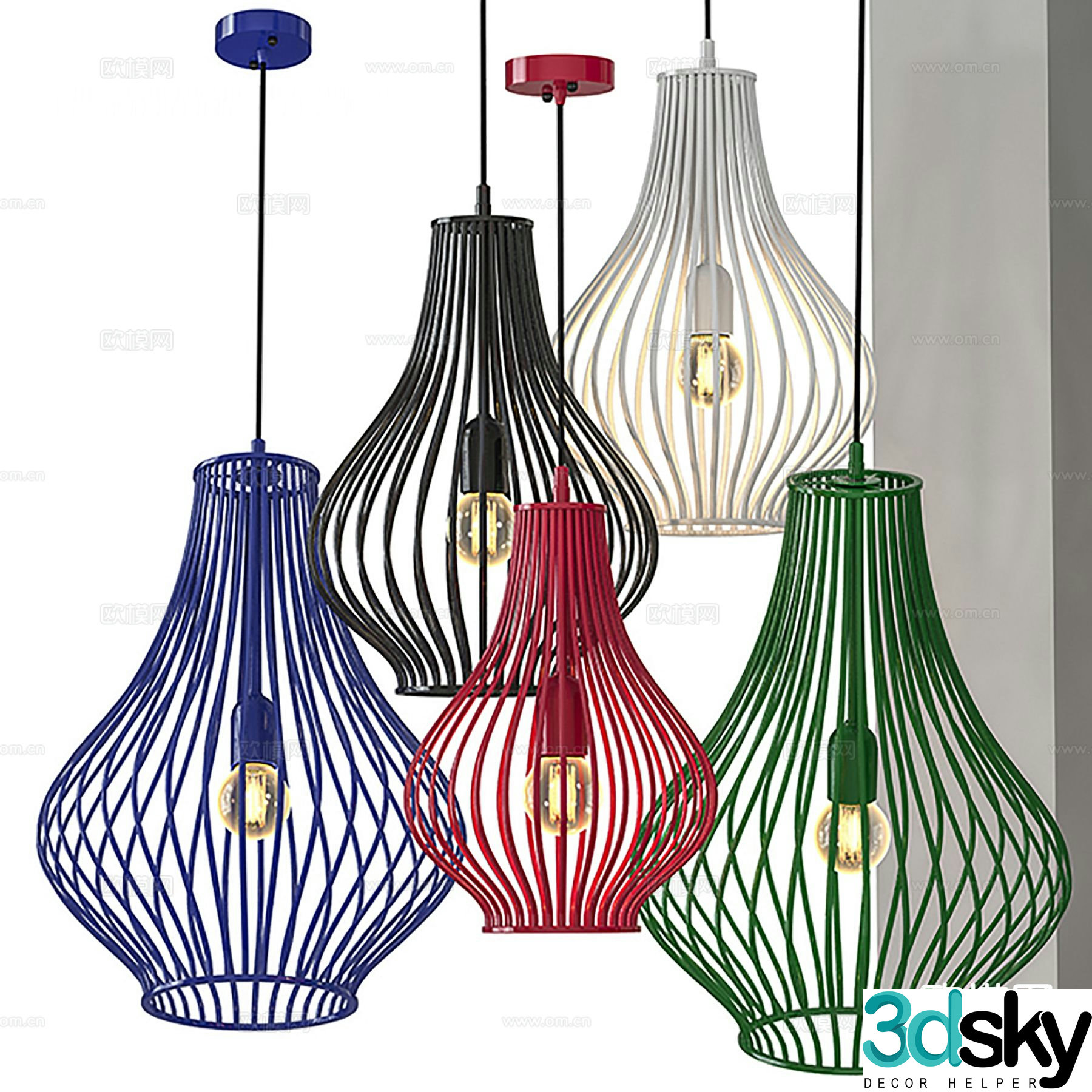 Industrial style chandelier wrought iron chandelier 3d model