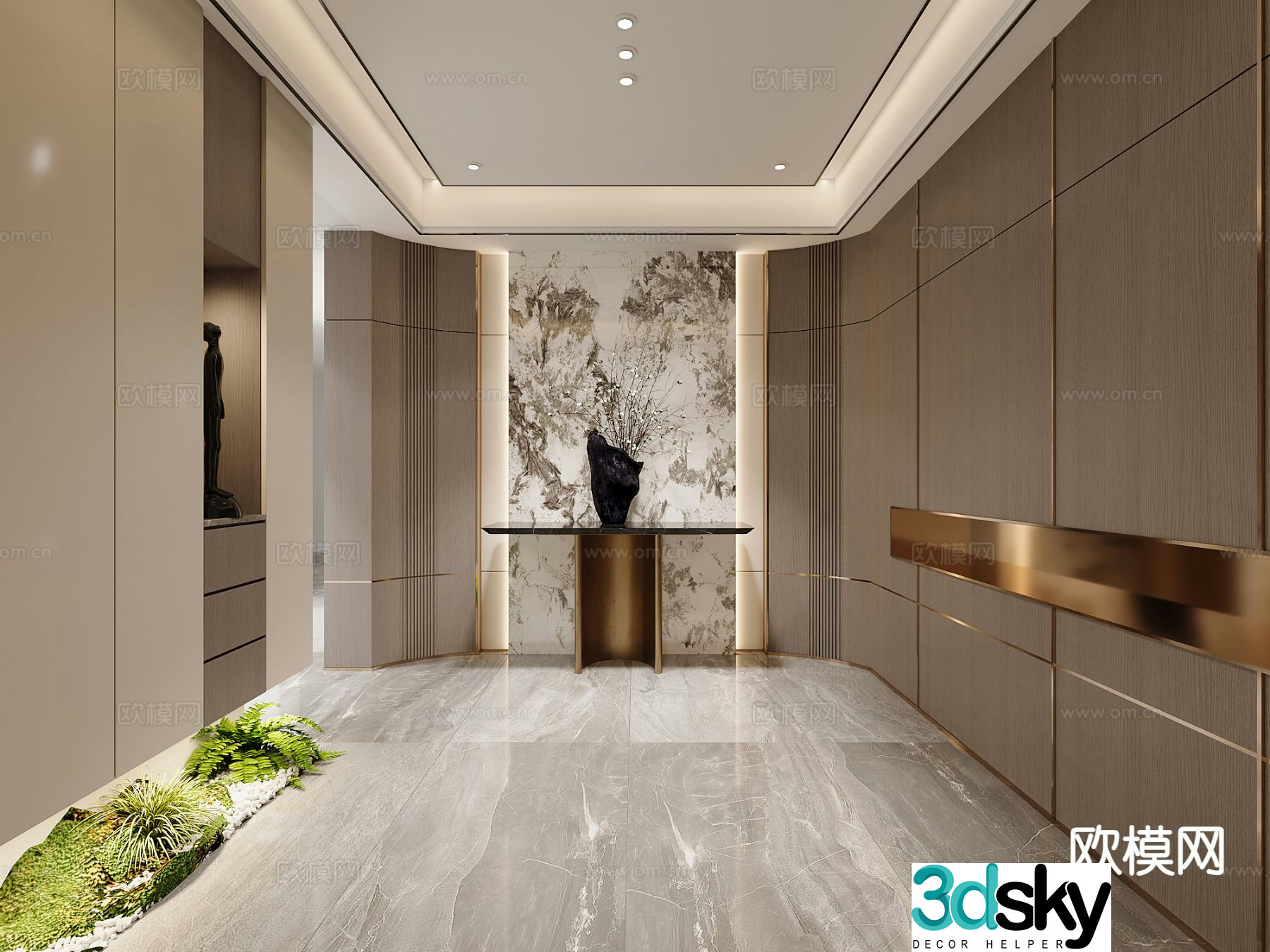 Light luxury entrance hall entrance hall aisle 3D model