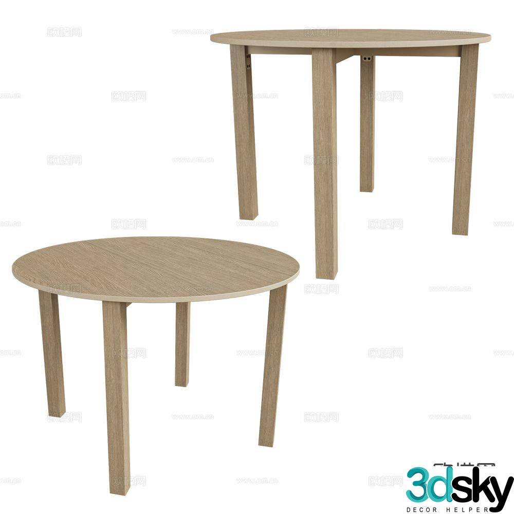 Delo round dining table solid wood dining table 3d model