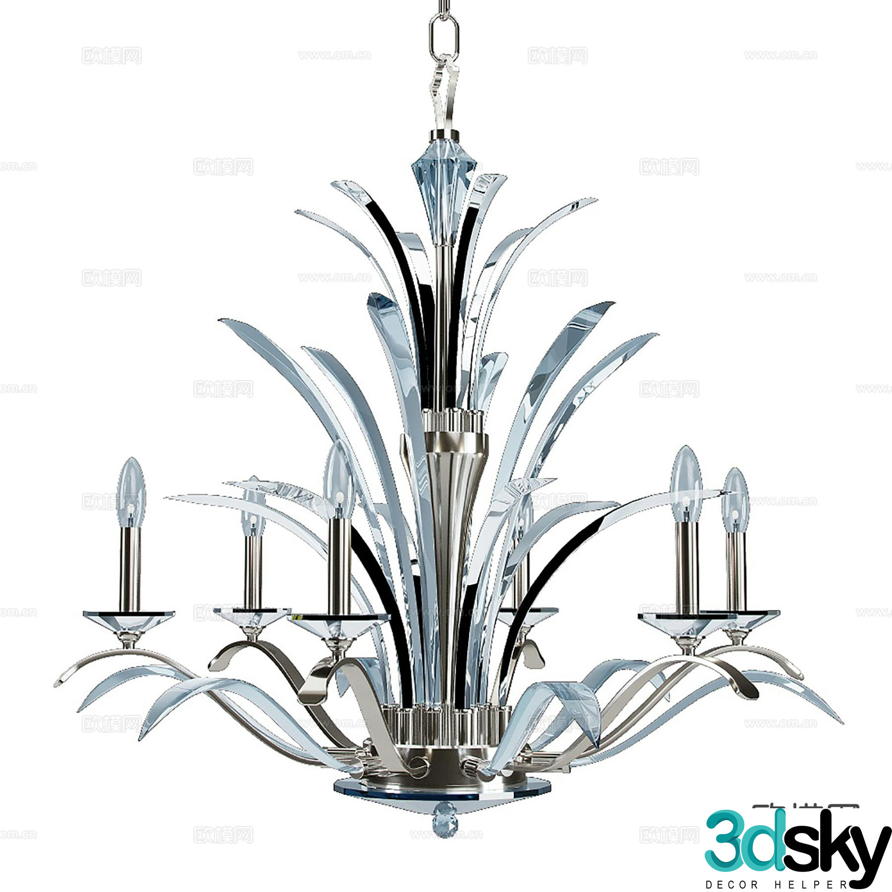 Modern candlestick chandelier 3d model